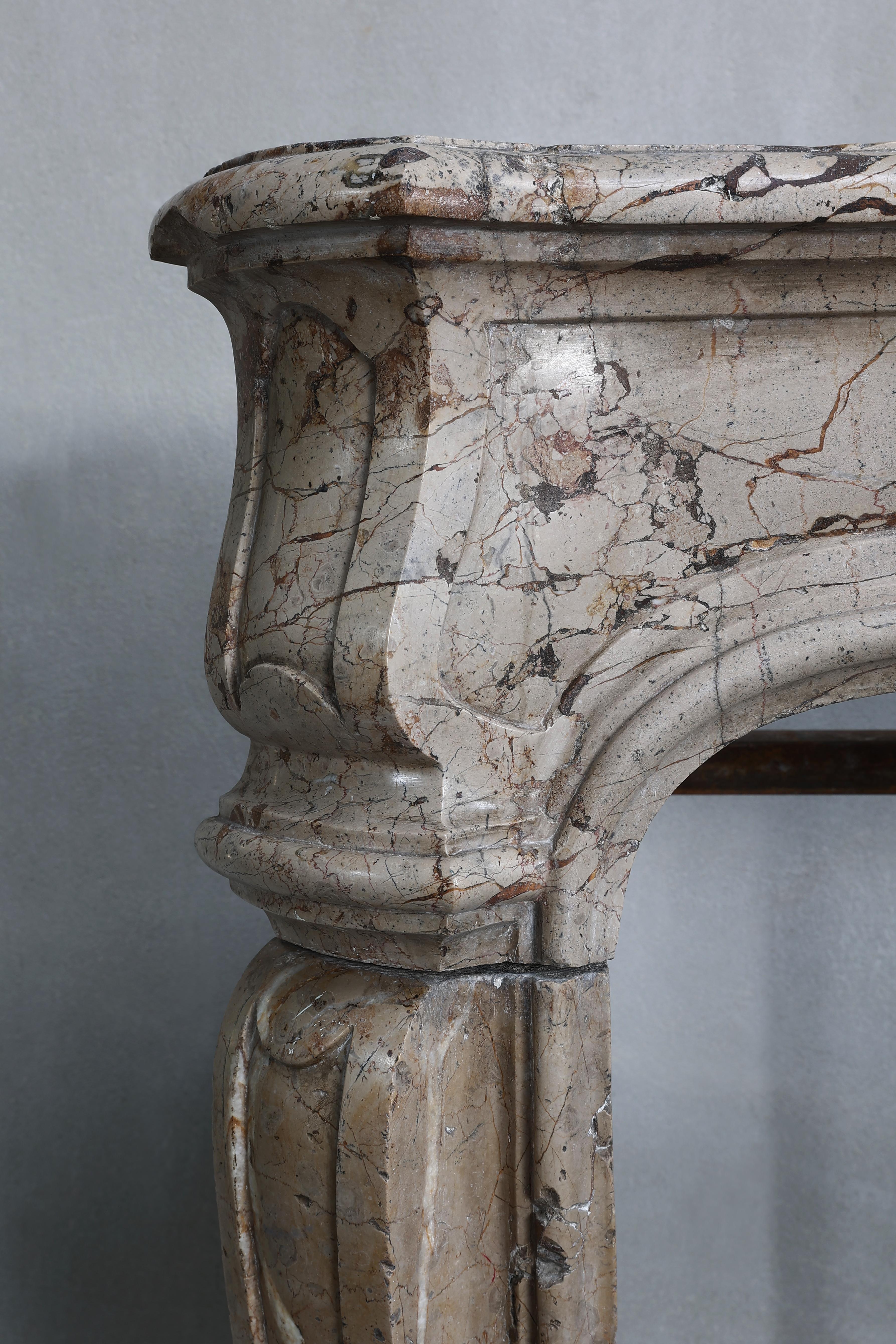 Beautiful 19th Century Massive Marble Antique Fireplace Mantel from France For Sale 4