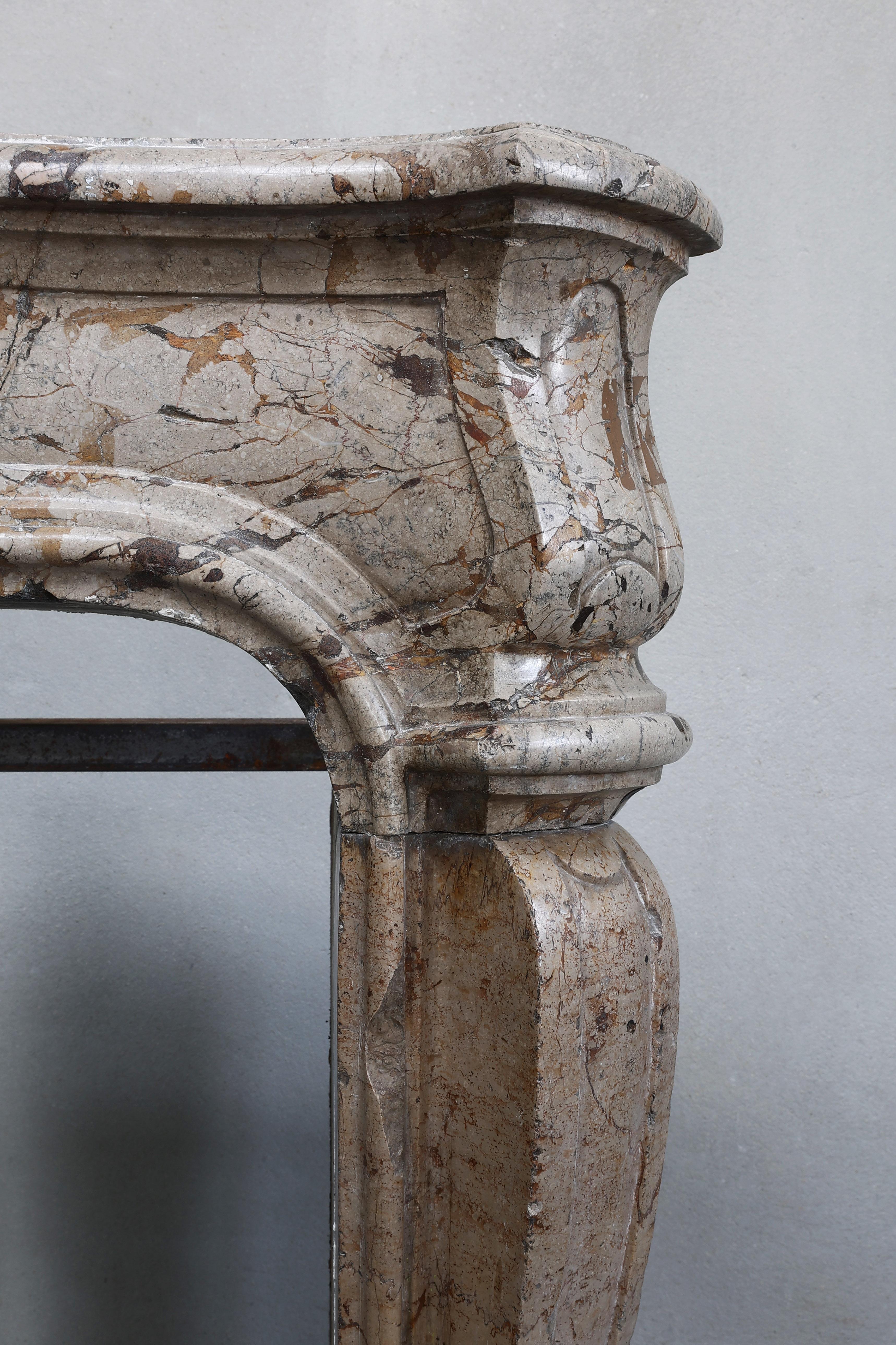 Beautiful 19th Century Massive Marble Antique Fireplace Mantel from France For Sale 1