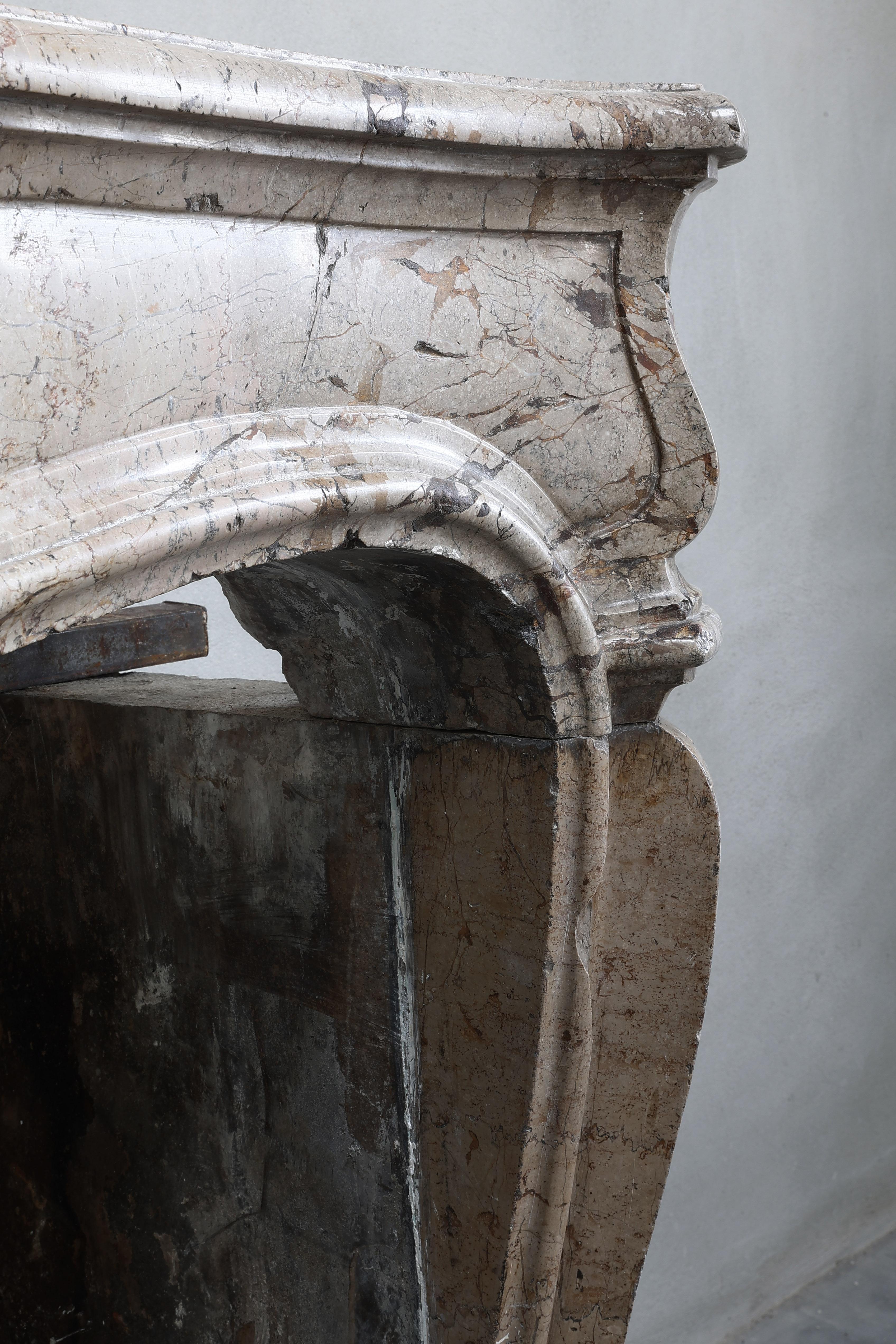 Beautiful 19th Century Massive Marble Antique Fireplace Mantel from France For Sale 2