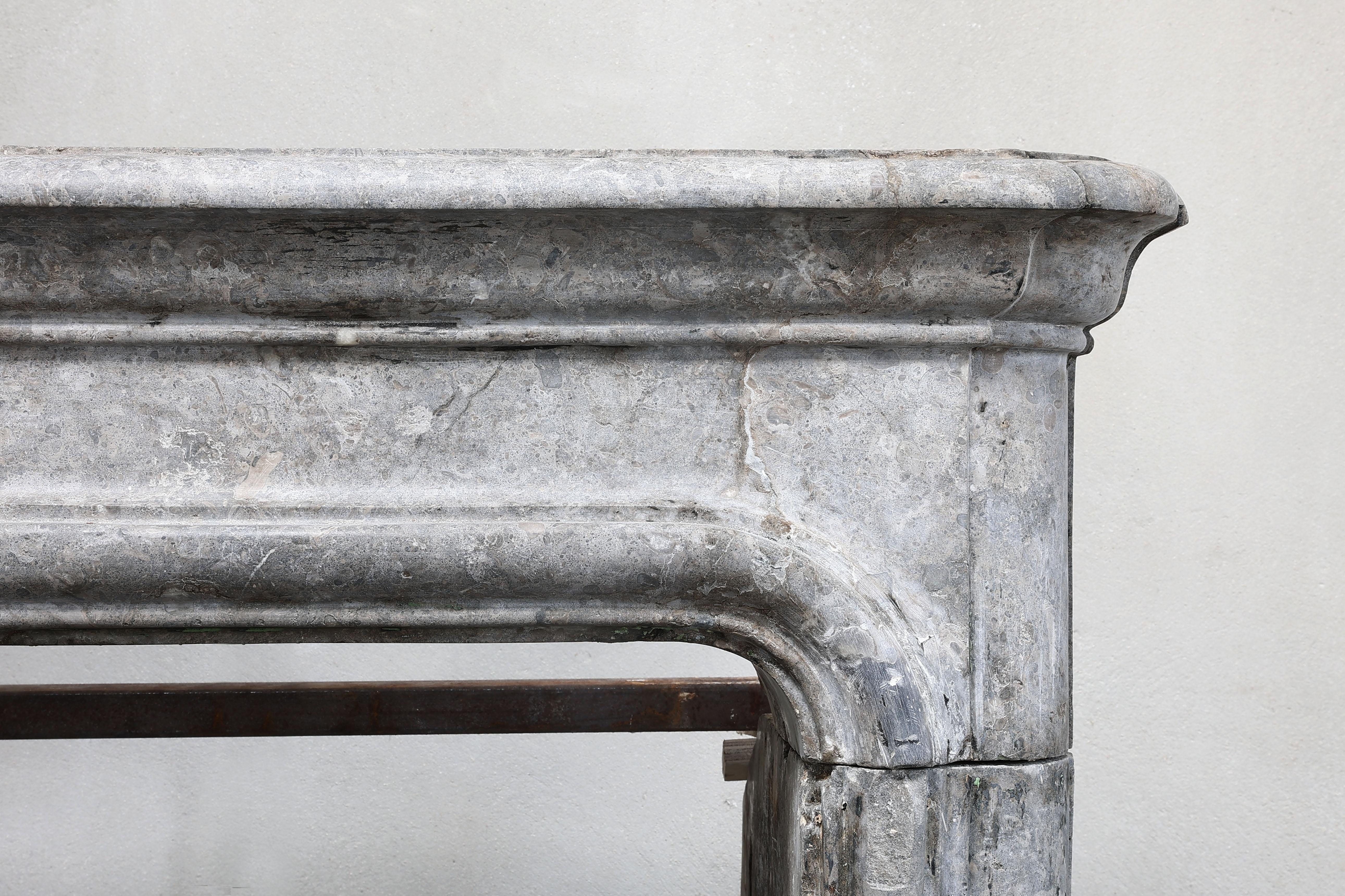 French 19th Century Mantle of Bicolor Marble Stone in Style of Louis XIV