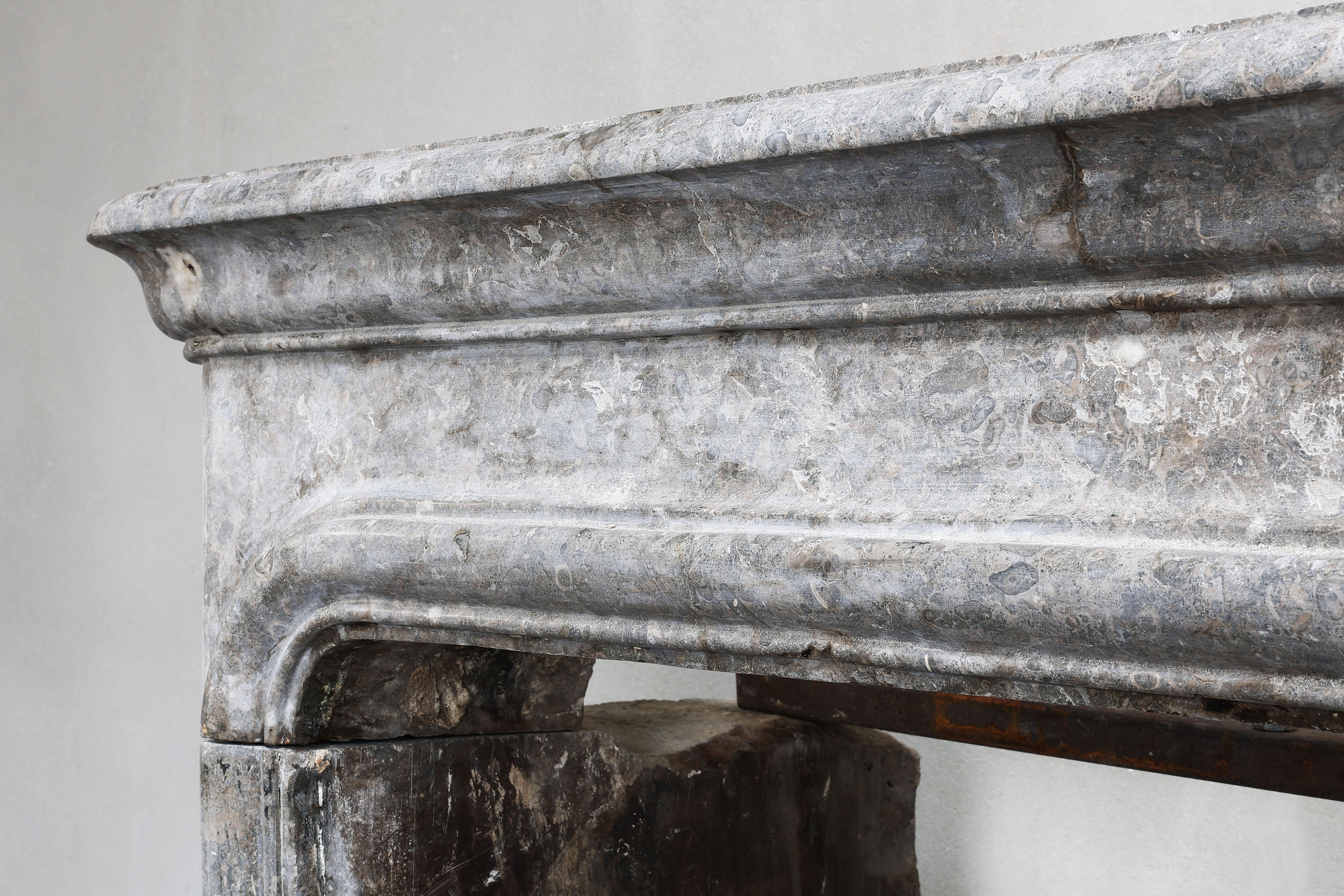 19th Century Mantle of Bicolor Marble Stone in Style of Louis XIV 1