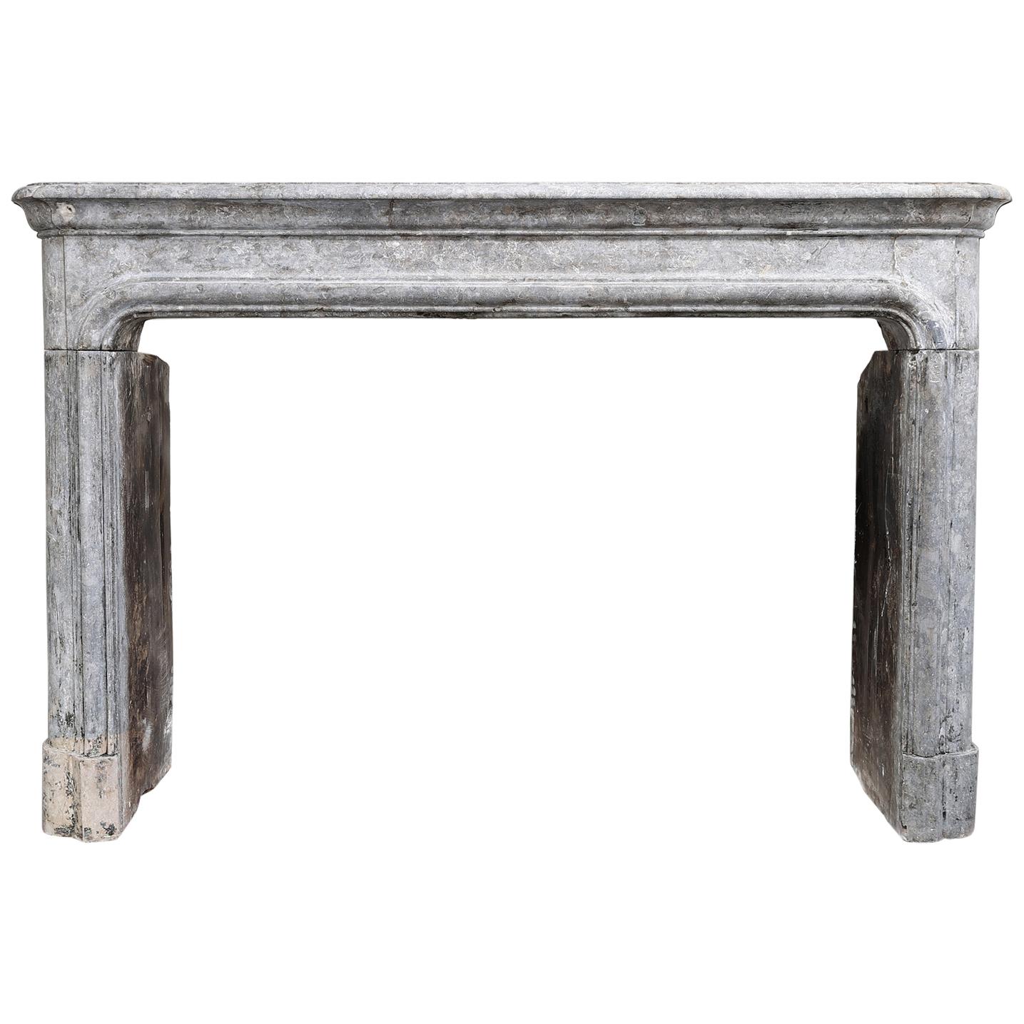 19th Century Mantle of Bicolor Marble Stone in Style of Louis XIV