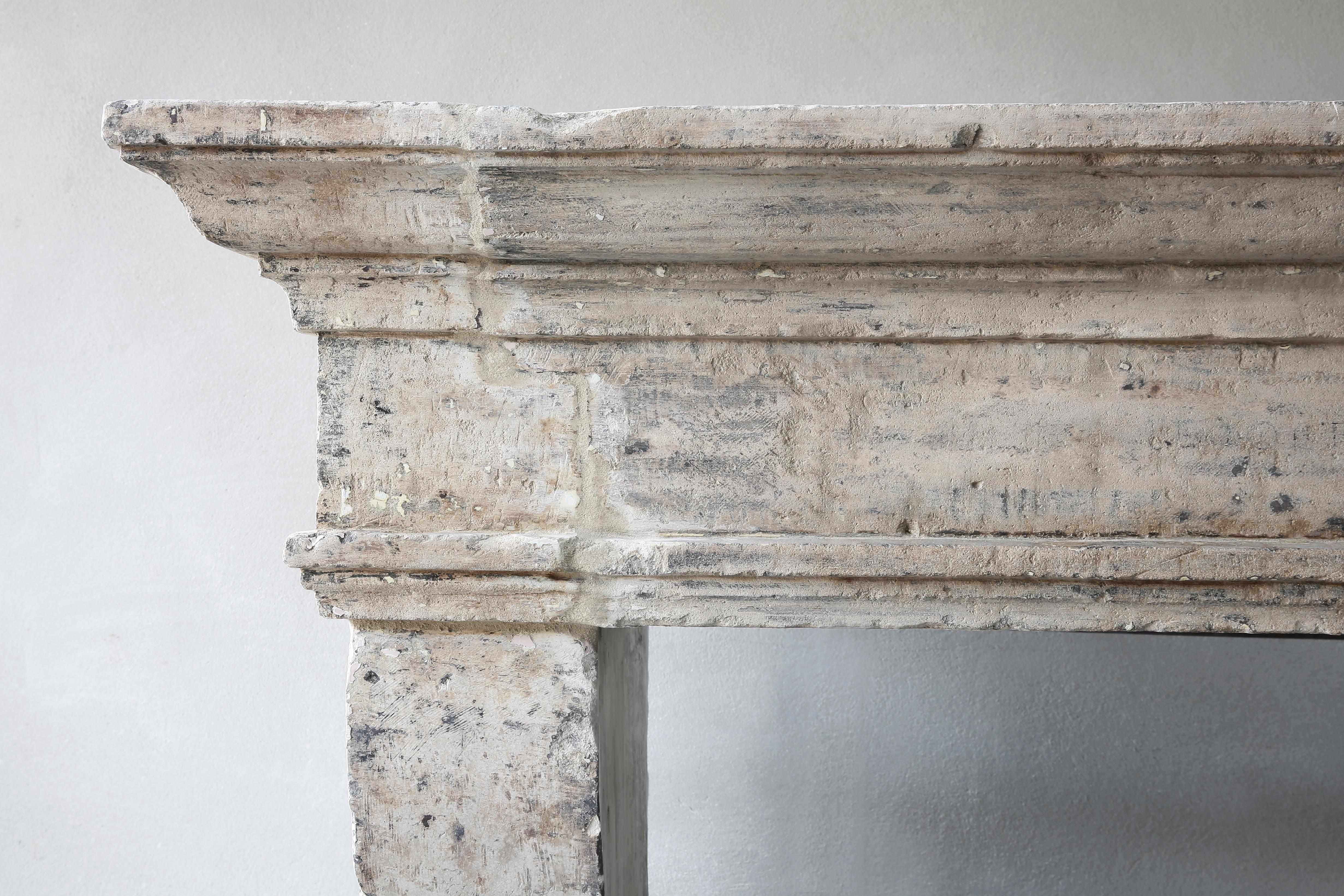 19th Century Mantle of French Limestone in Style of Campagnarde In Good Condition In Made, NL