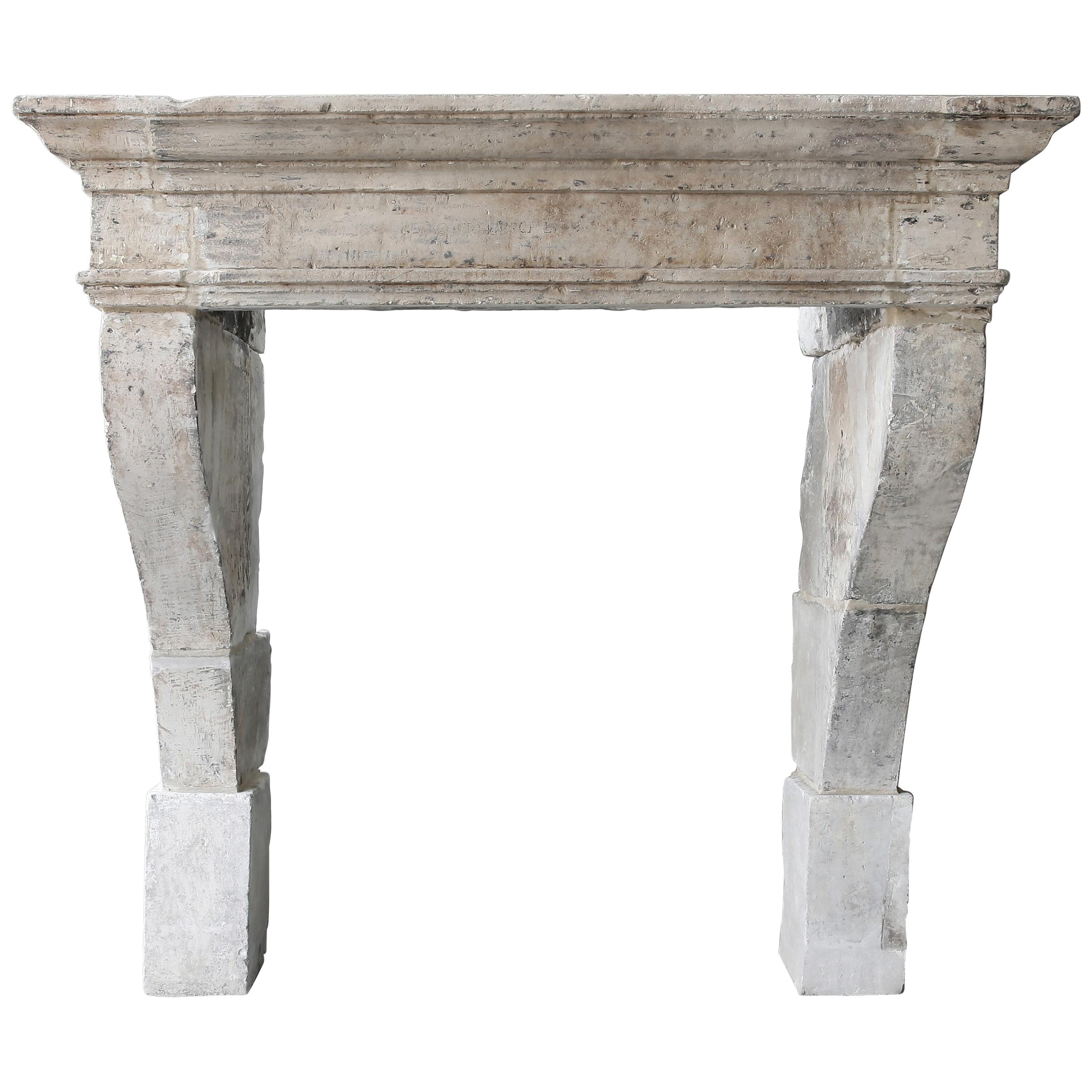 19th Century Mantle of French Limestone in Style of Campagnarde