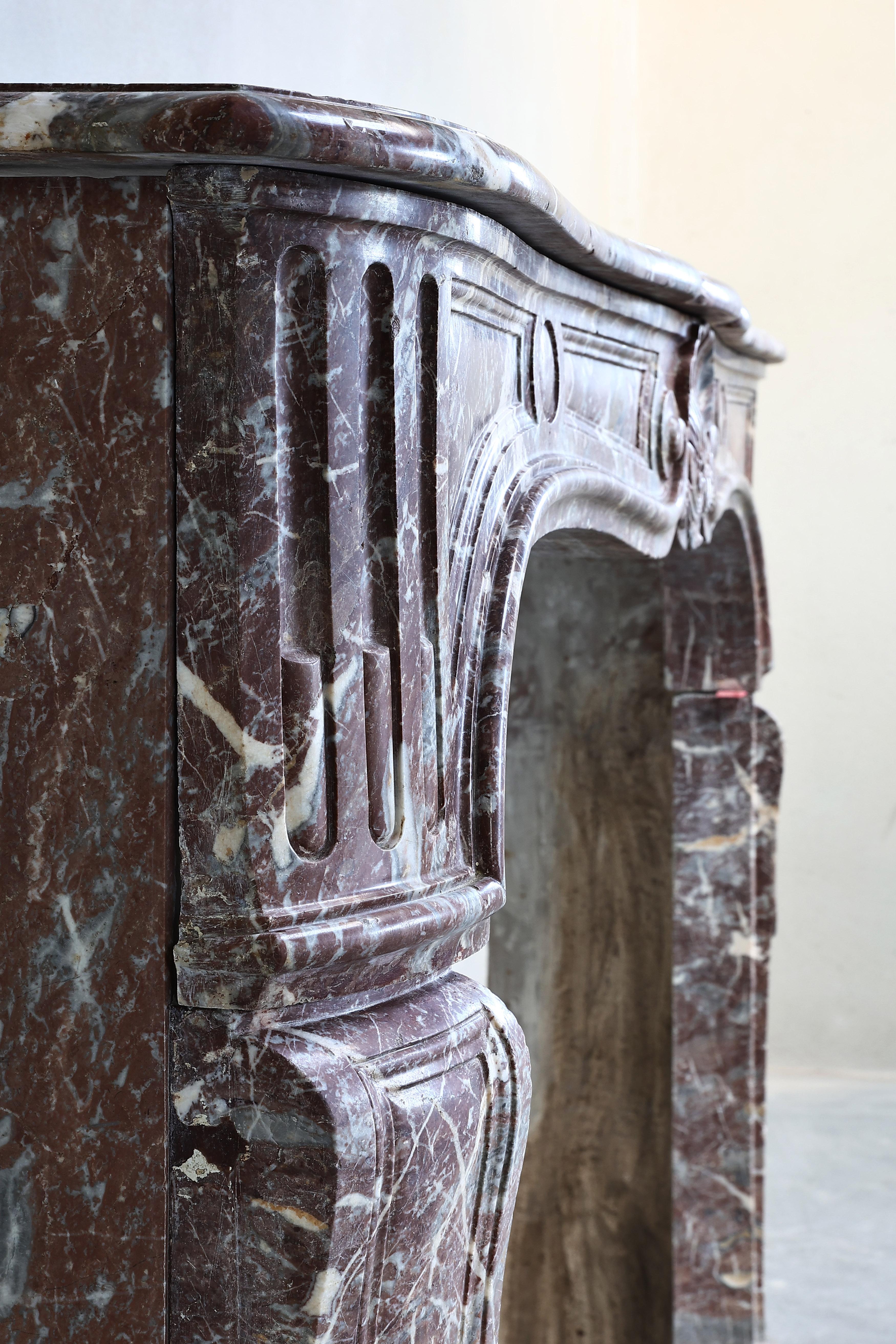 19th Century Mantle of Rouge Royal Marble from the Pyrenees in Style of Louis XV 6