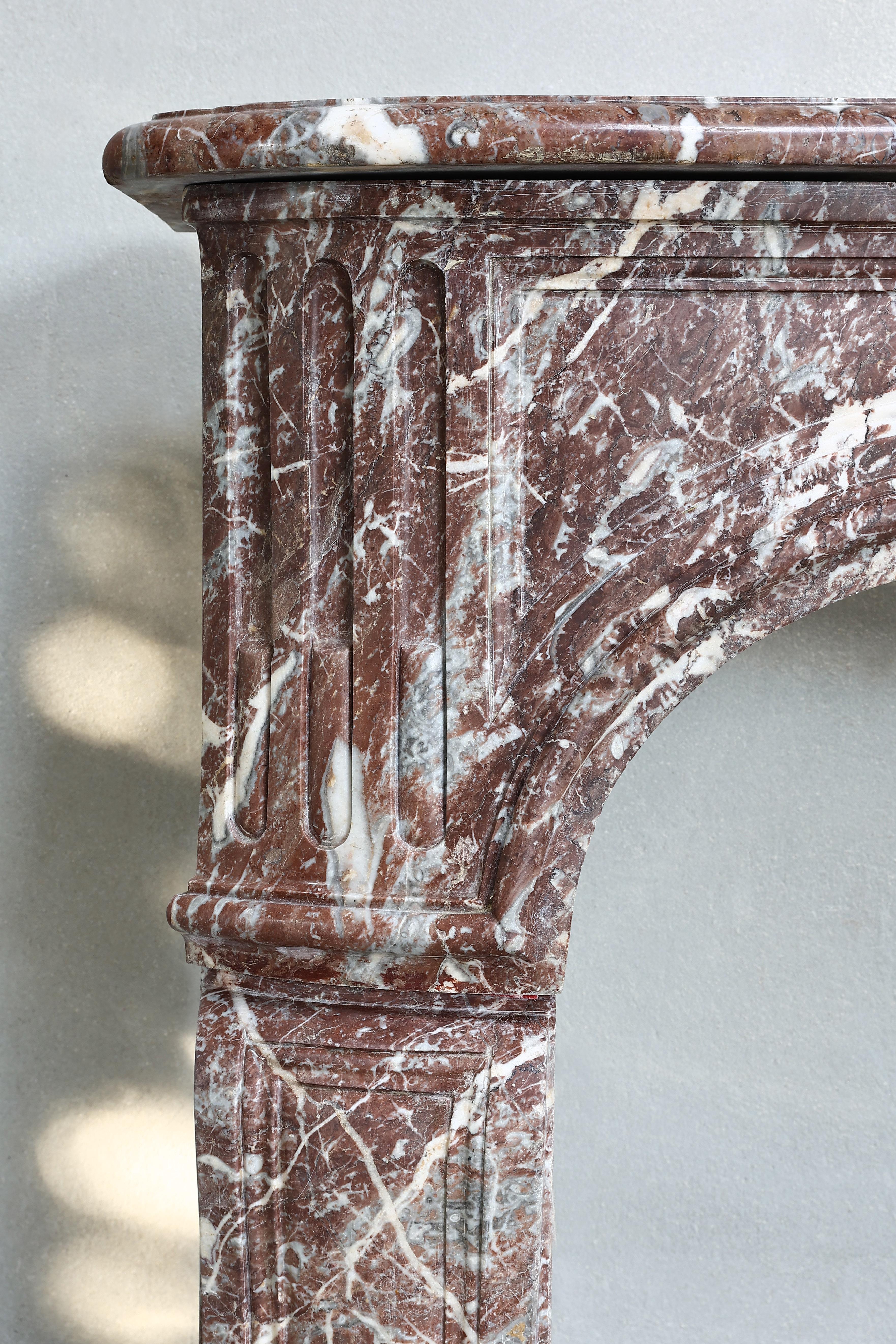 19th Century Mantle of Rouge Royal Marble from the Pyrenees in Style of Louis XV 4