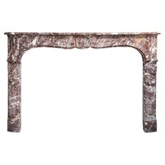 19th Century Mantle of Rouge Royal Marble from the Pyrenees in Style of Louis XV