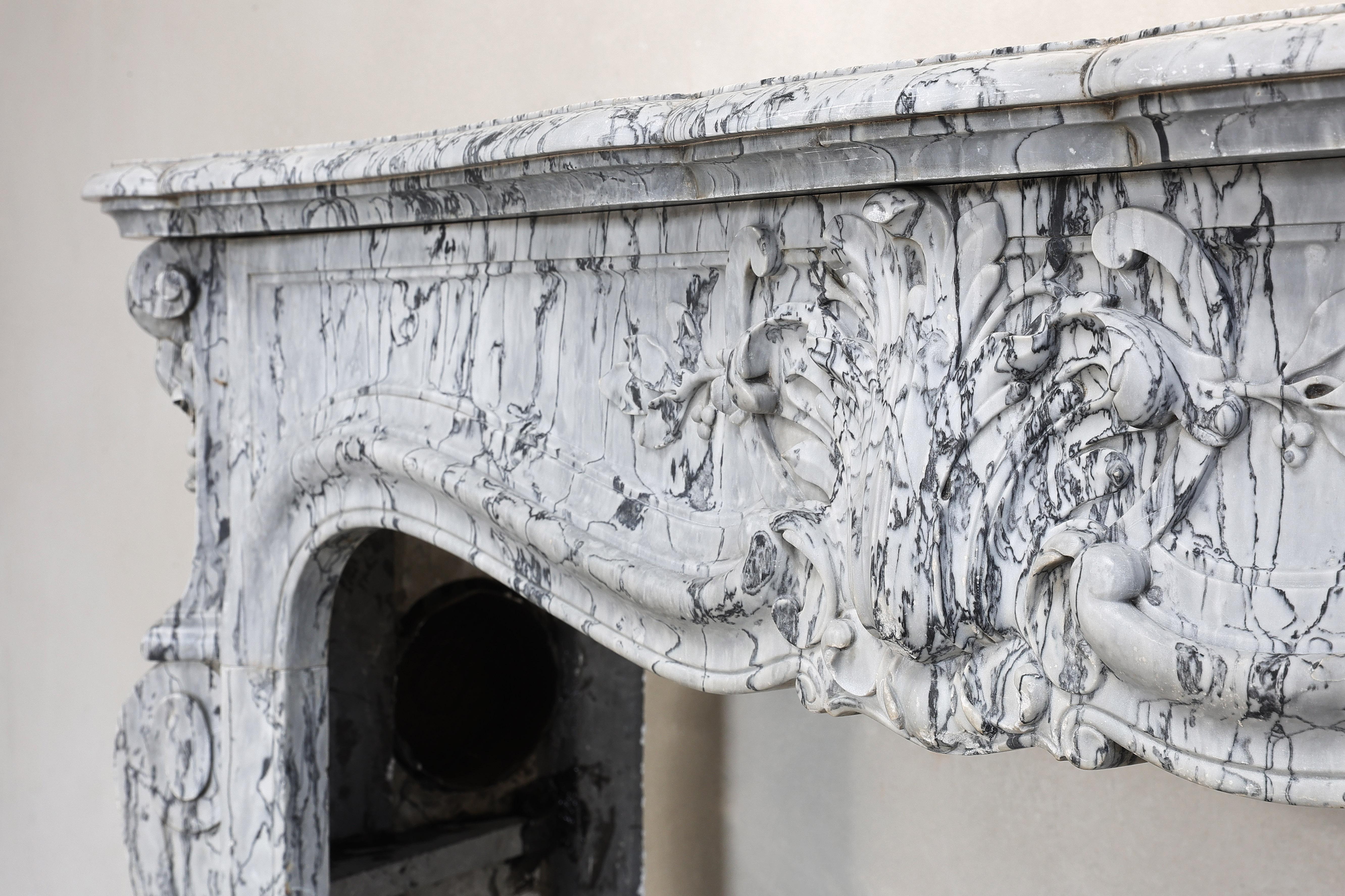 19th Century Mantle Piece of Blue Fleuri Marble in Style of Louis XV 2