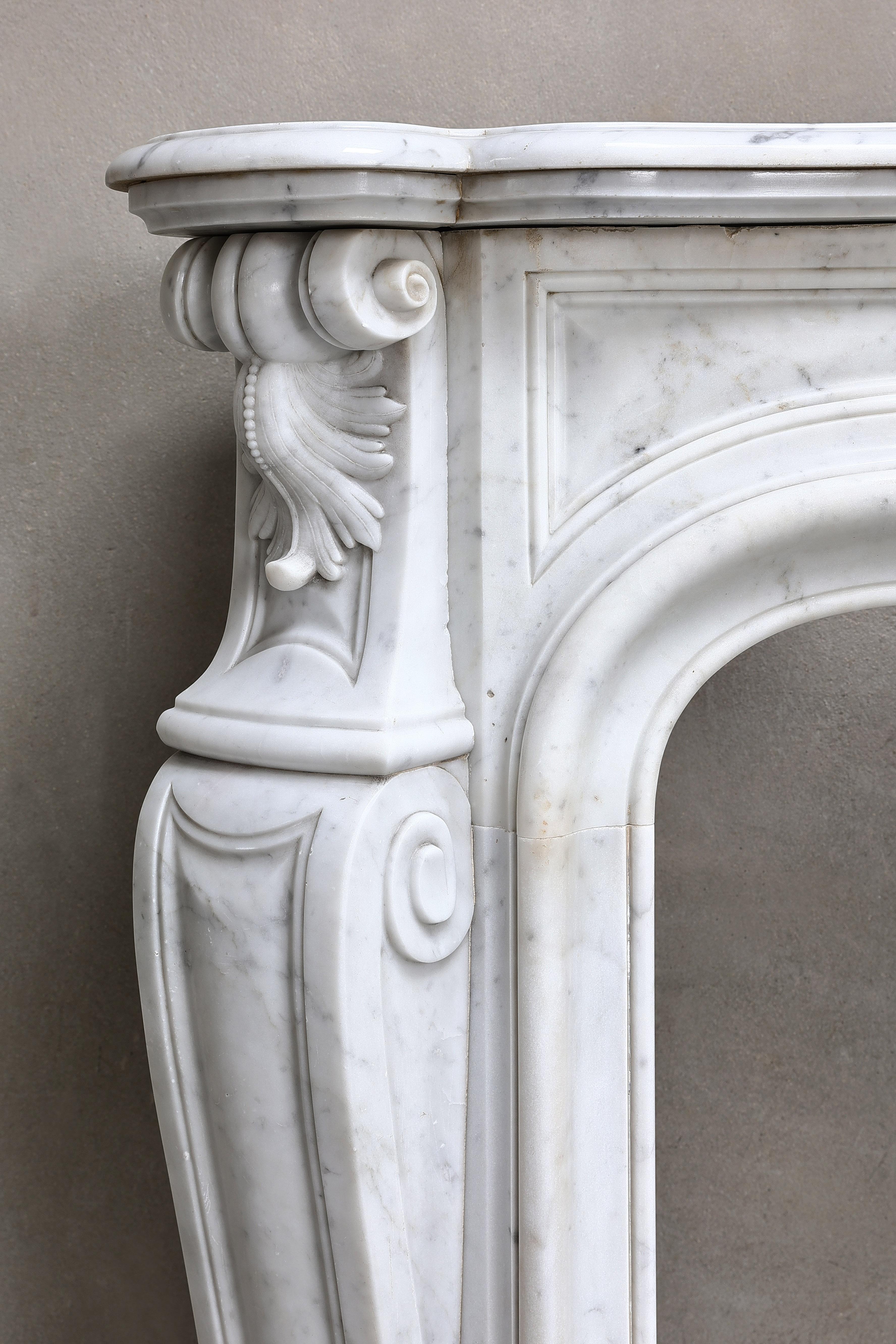 Antique Marble Fireplace  Carrara Marble  19th Century  Monumental For Sale 5