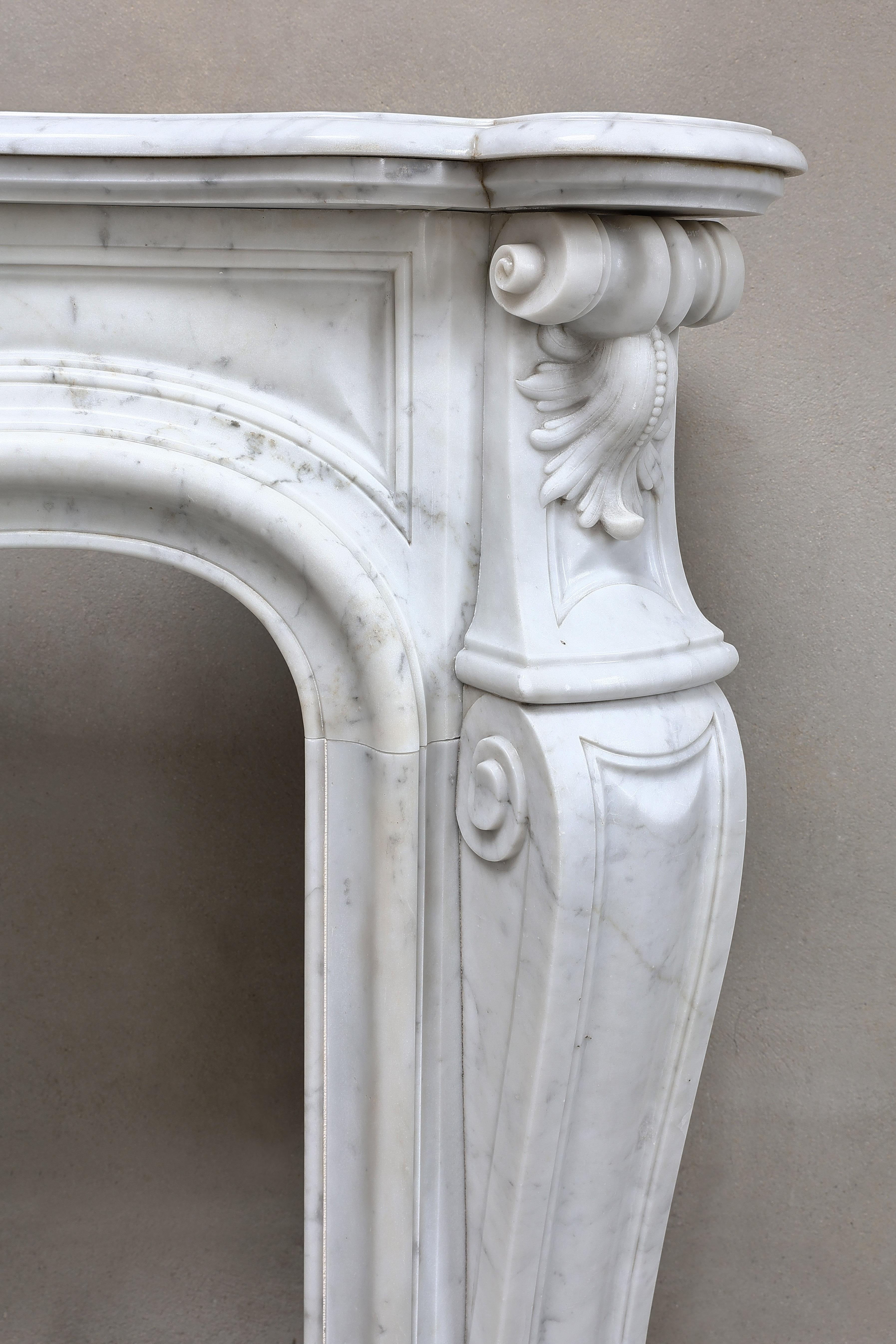 Antique Marble Fireplace  Carrara Marble  19th Century  Monumental For Sale 3