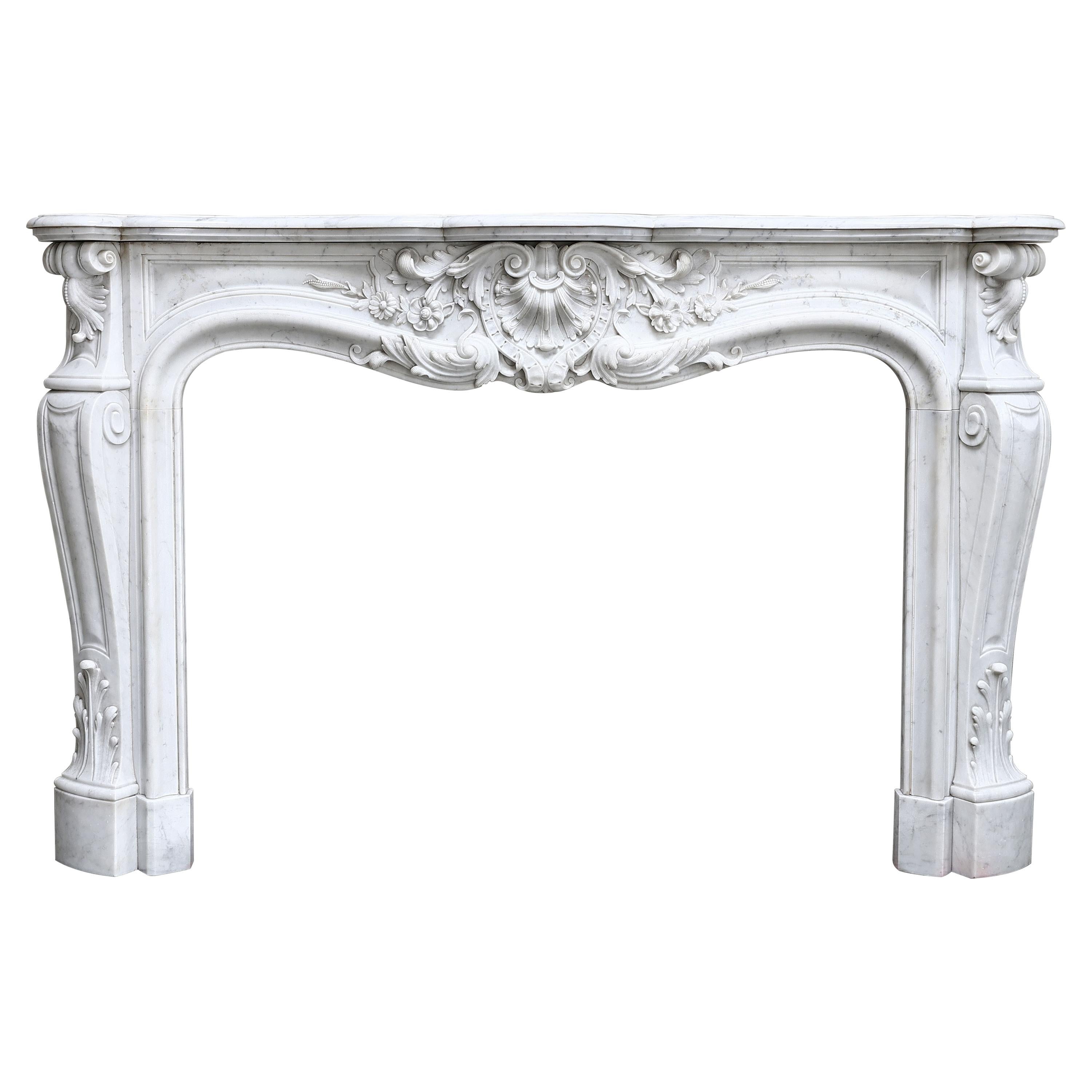 Antique Marble Fireplace  Carrara Marble  19th Century  Monumental For Sale