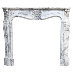 19th Century Mantle Surround of Arabescato Marble in Style of Louis XV