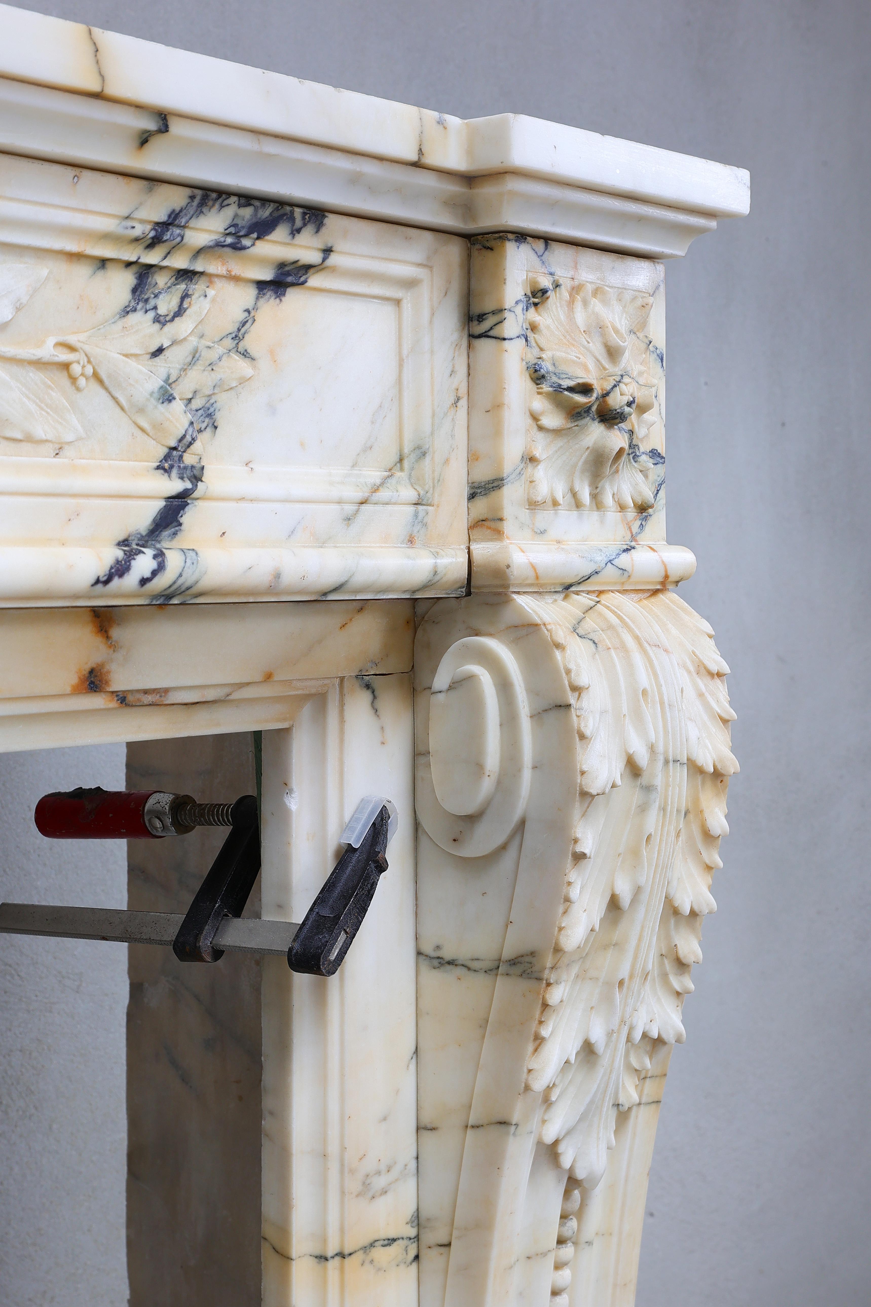 Louis XVI Paonazzo Marble Fireplace from Paris 5