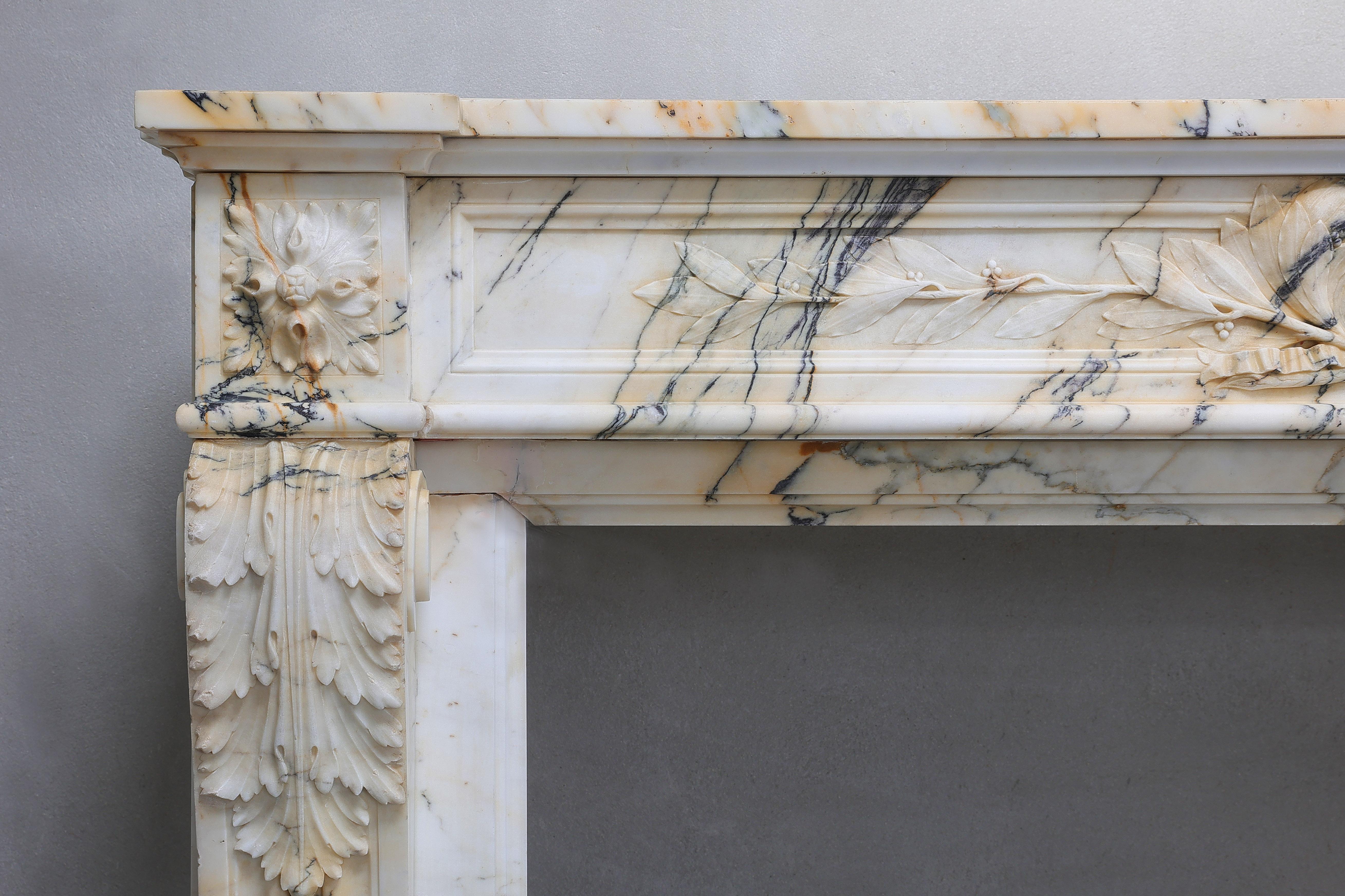Louis XVI Paonazzo Marble Fireplace from Paris In Good Condition In Made, NL