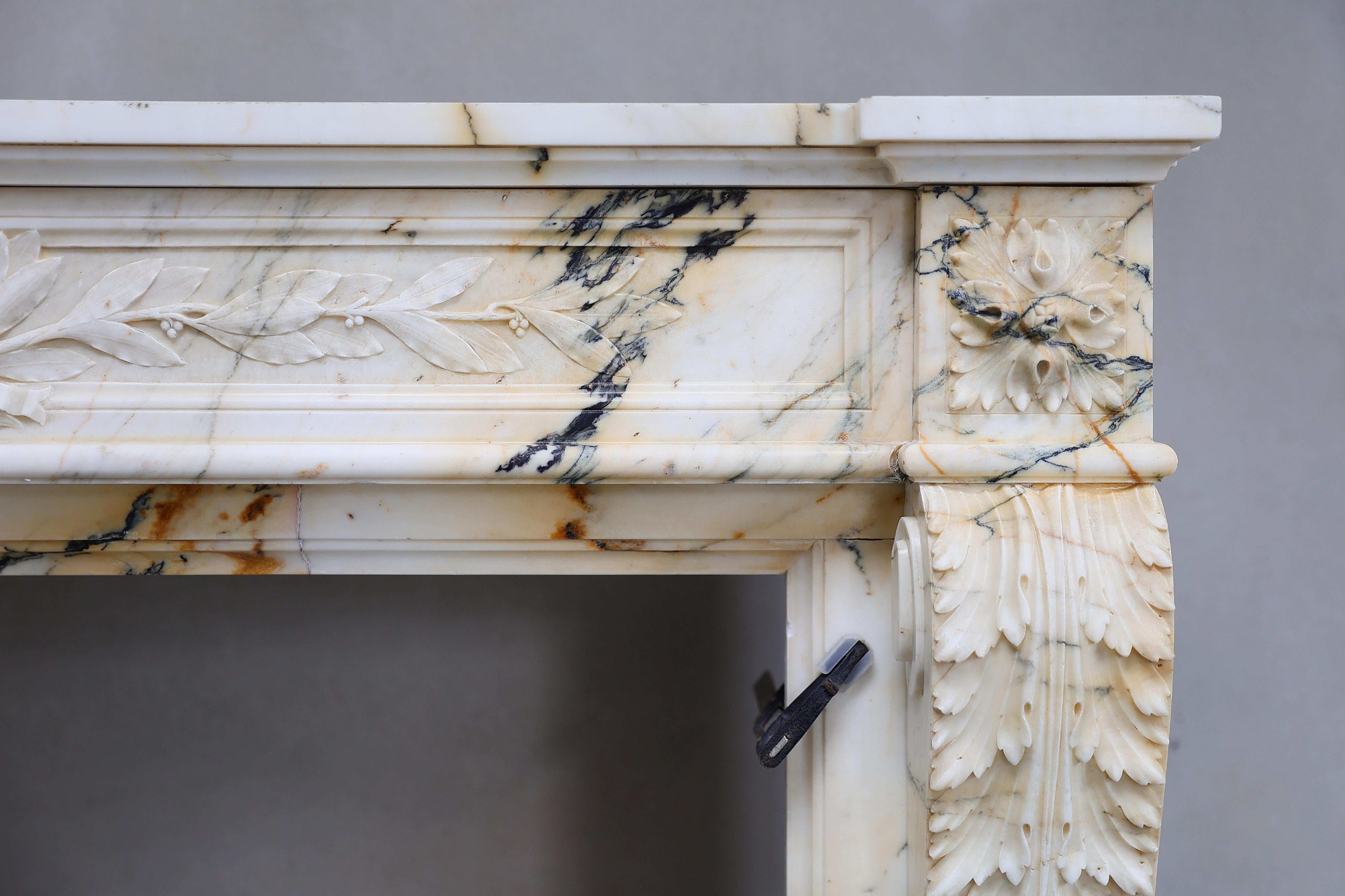 Louis XVI Paonazzo Marble Fireplace from Paris 3
