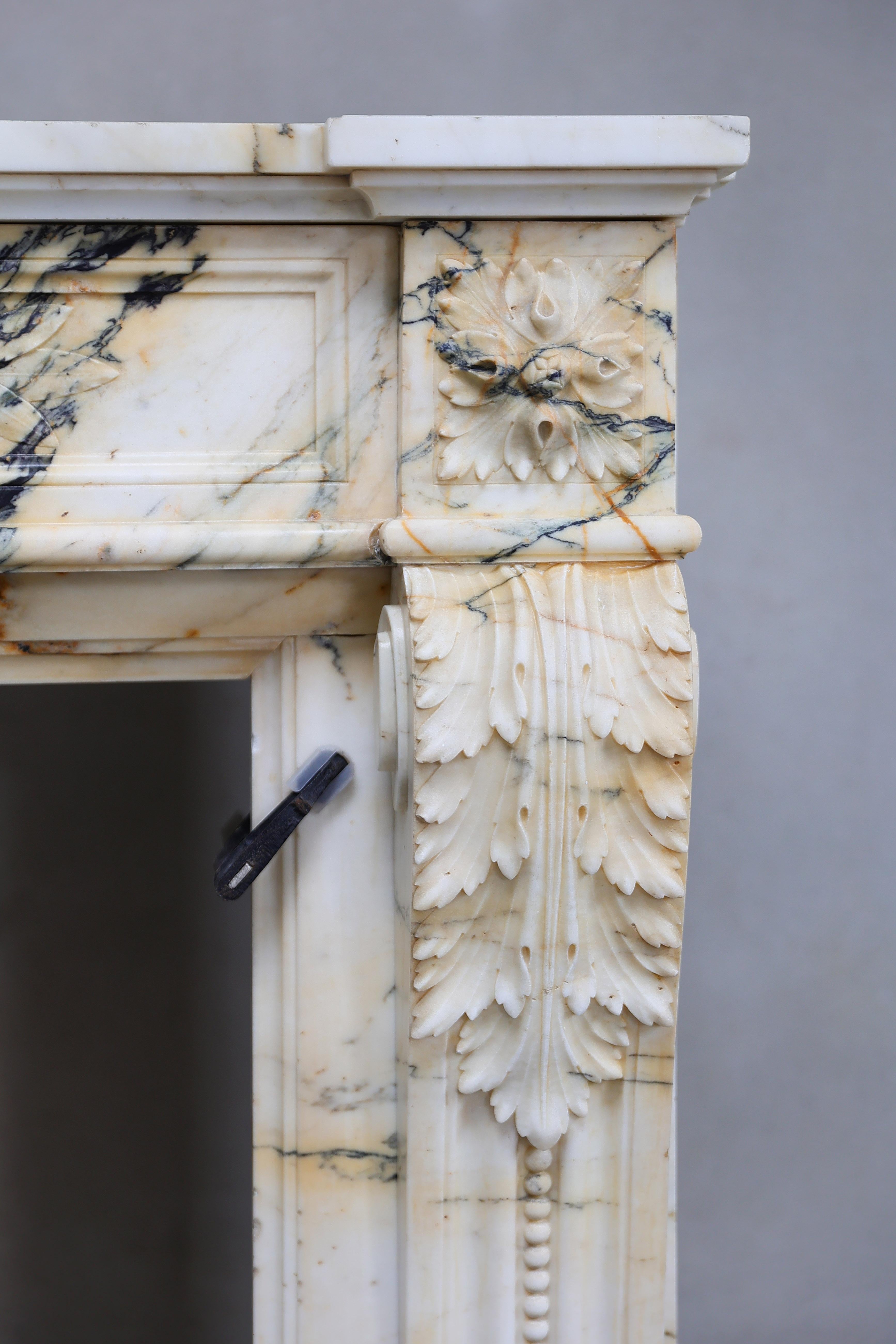 Louis XVI Paonazzo Marble Fireplace from Paris 4