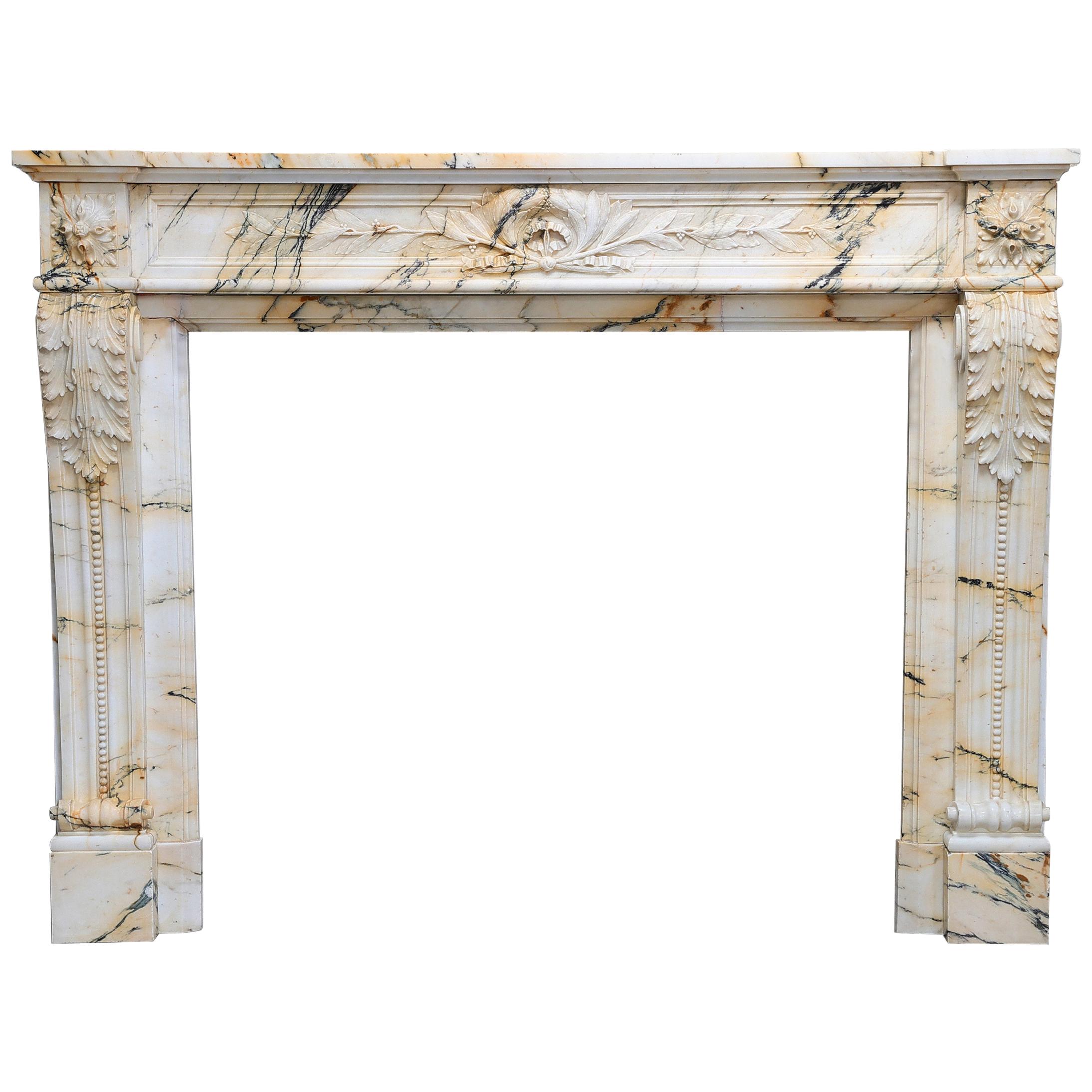Louis XVI Paonazzo Marble Fireplace from Paris
