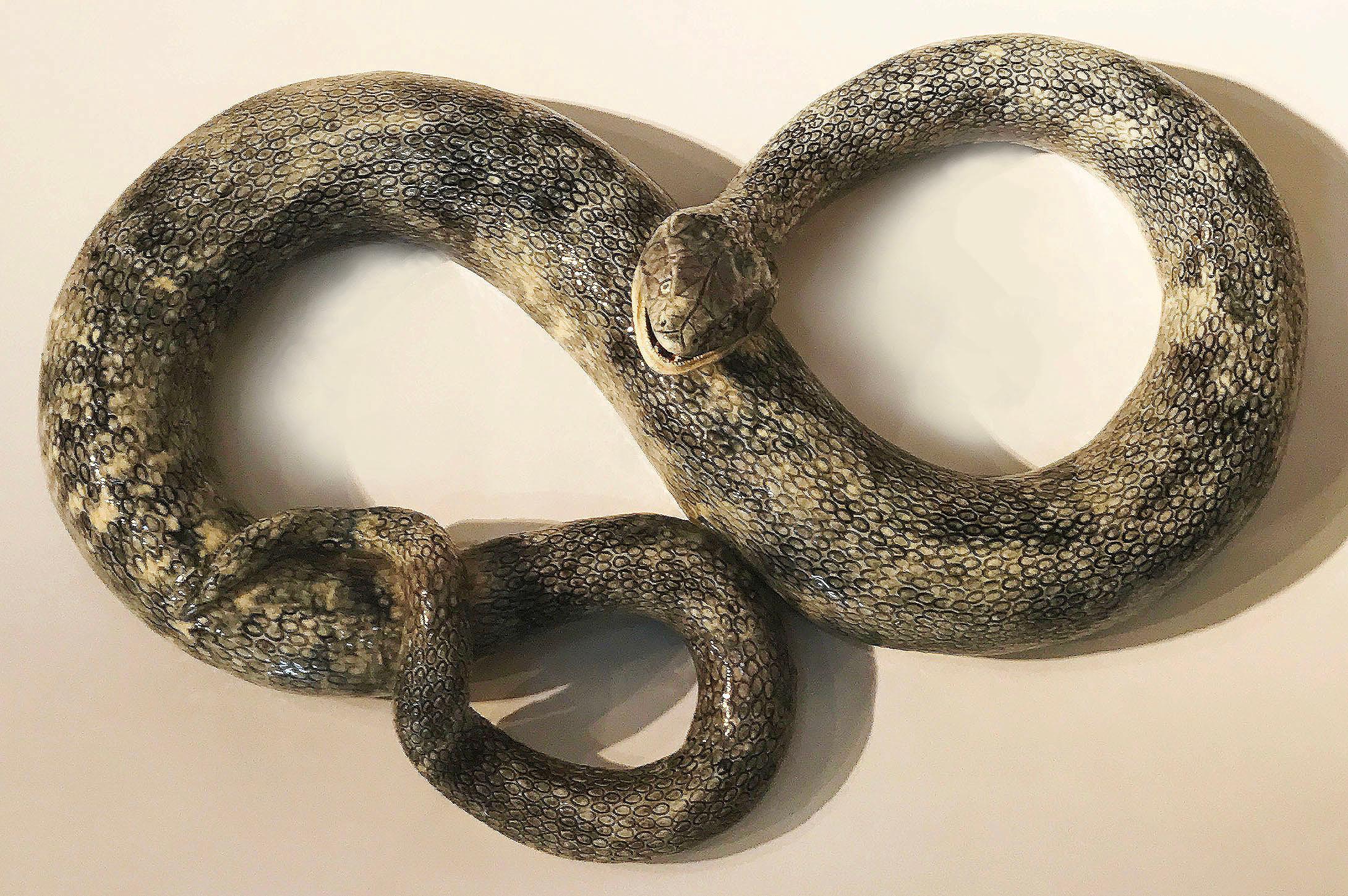 19th Century Manual Mafra Palissy Majolica Snake Wall Sculpture (Neorenaissance) im Angebot