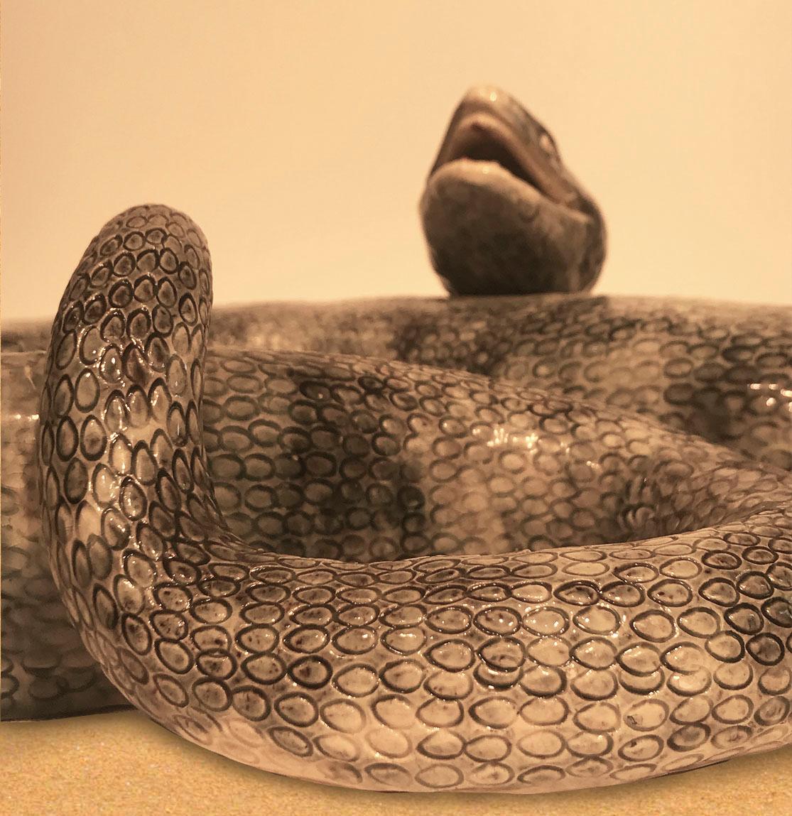 19th Century Manual Mafra Palissy Majolica Snake Wall Sculpture In Excellent Condition For Sale In London, United Kindgom