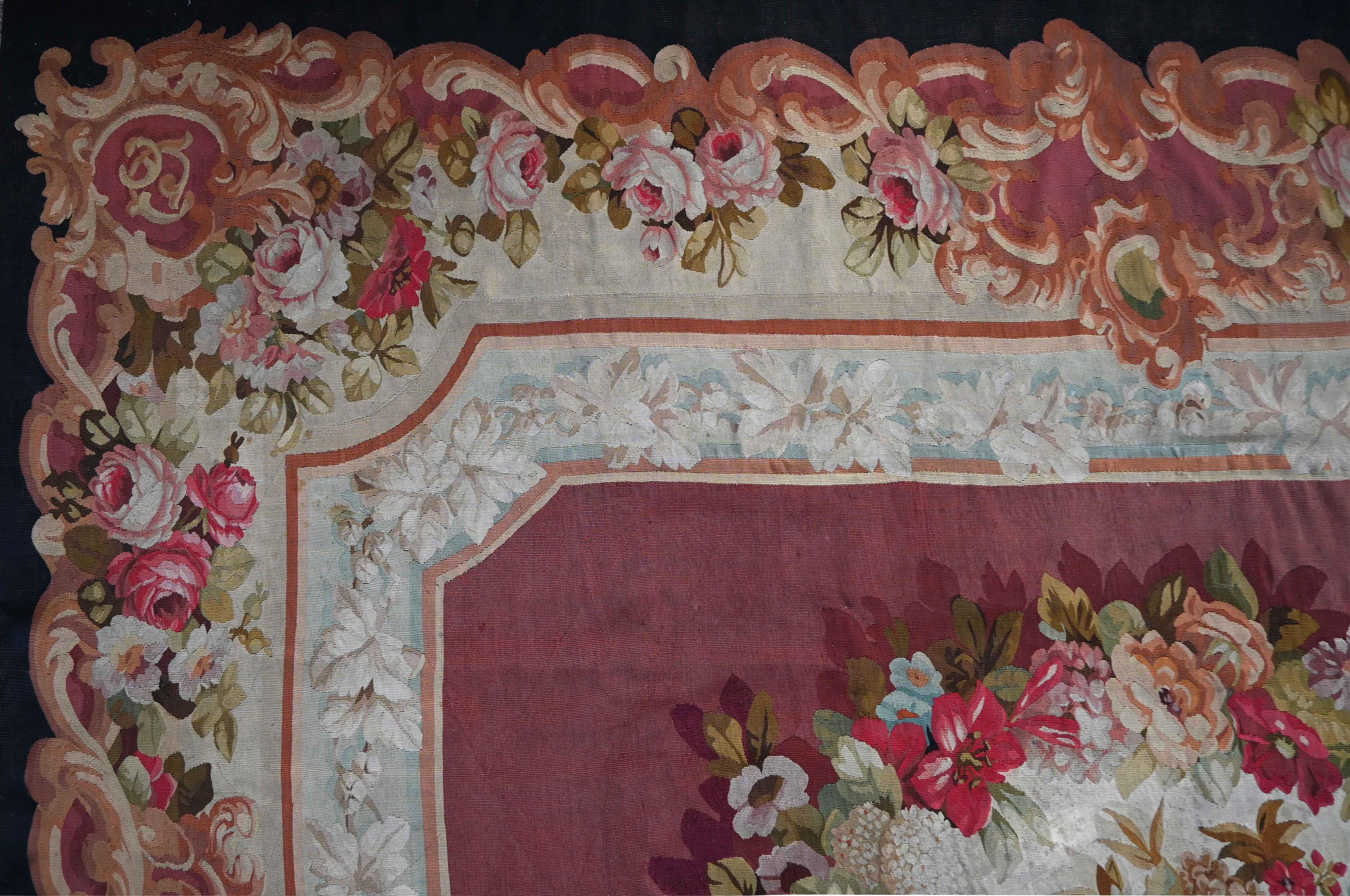 Tessuto a mano Tappeto Aubusson di manifattura del XIX secolo, Napoleone III - 380x315 - N. 1488 in vendita