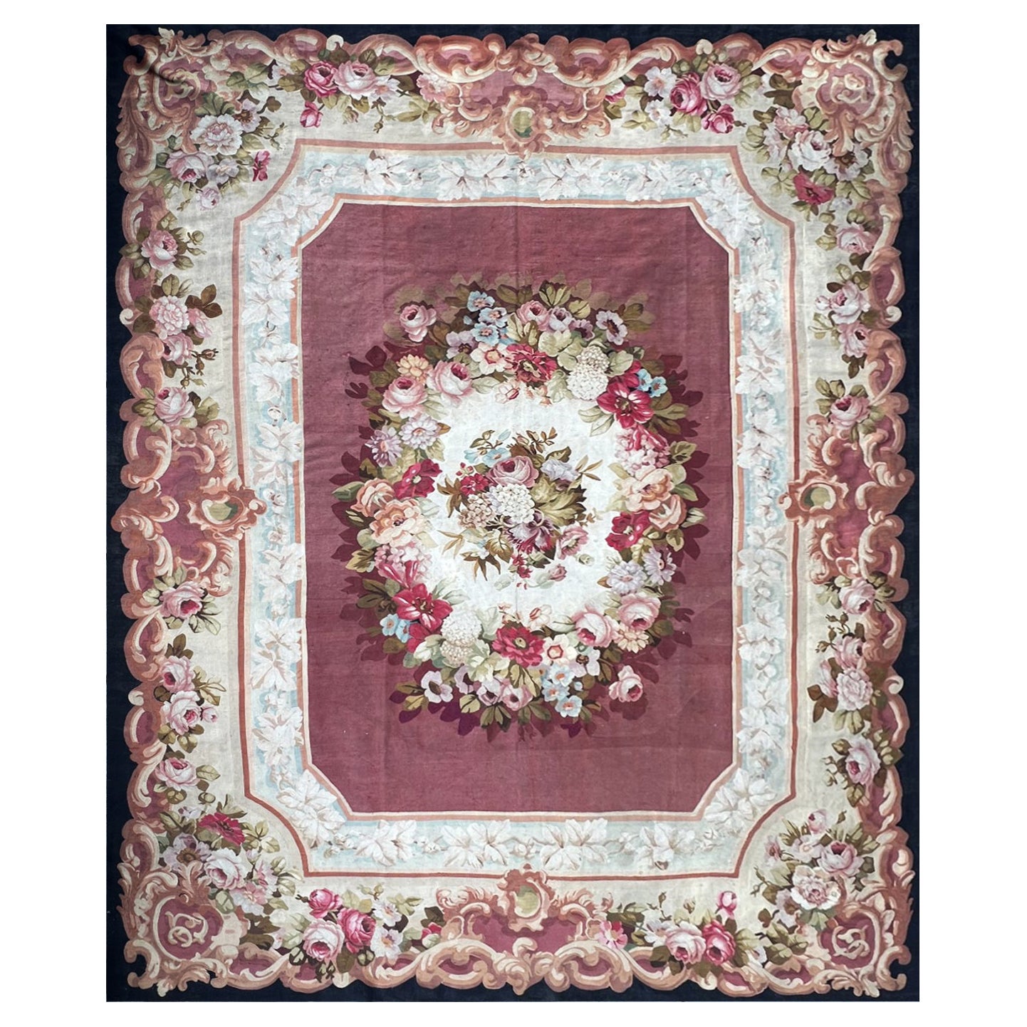 Tappeto Aubusson di manifattura del XIX secolo, Napoleone III - 380x315 - N. 1488 in vendita