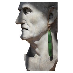 Colgante de oreja maorí del siglo XIX de piedra verde (nefrita)