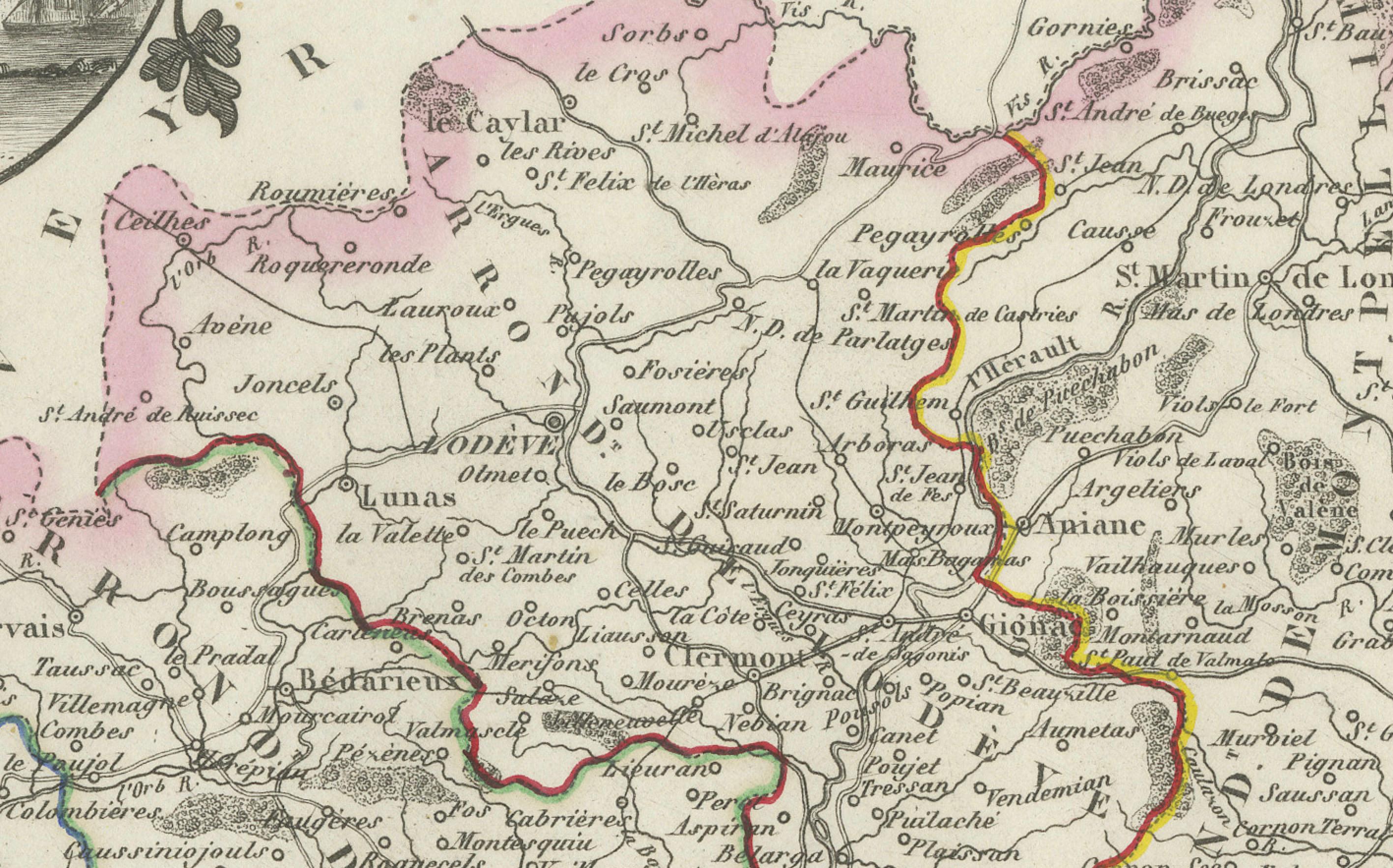 Carte ancienne de l'Hérault, France par Vuillemin, 19ème siècle

Cette carte ancienne finement détaillée représente le département français de l'Hérault, qui fait partie de la région du Languedoc, dans le sud de la France, et dont la mer