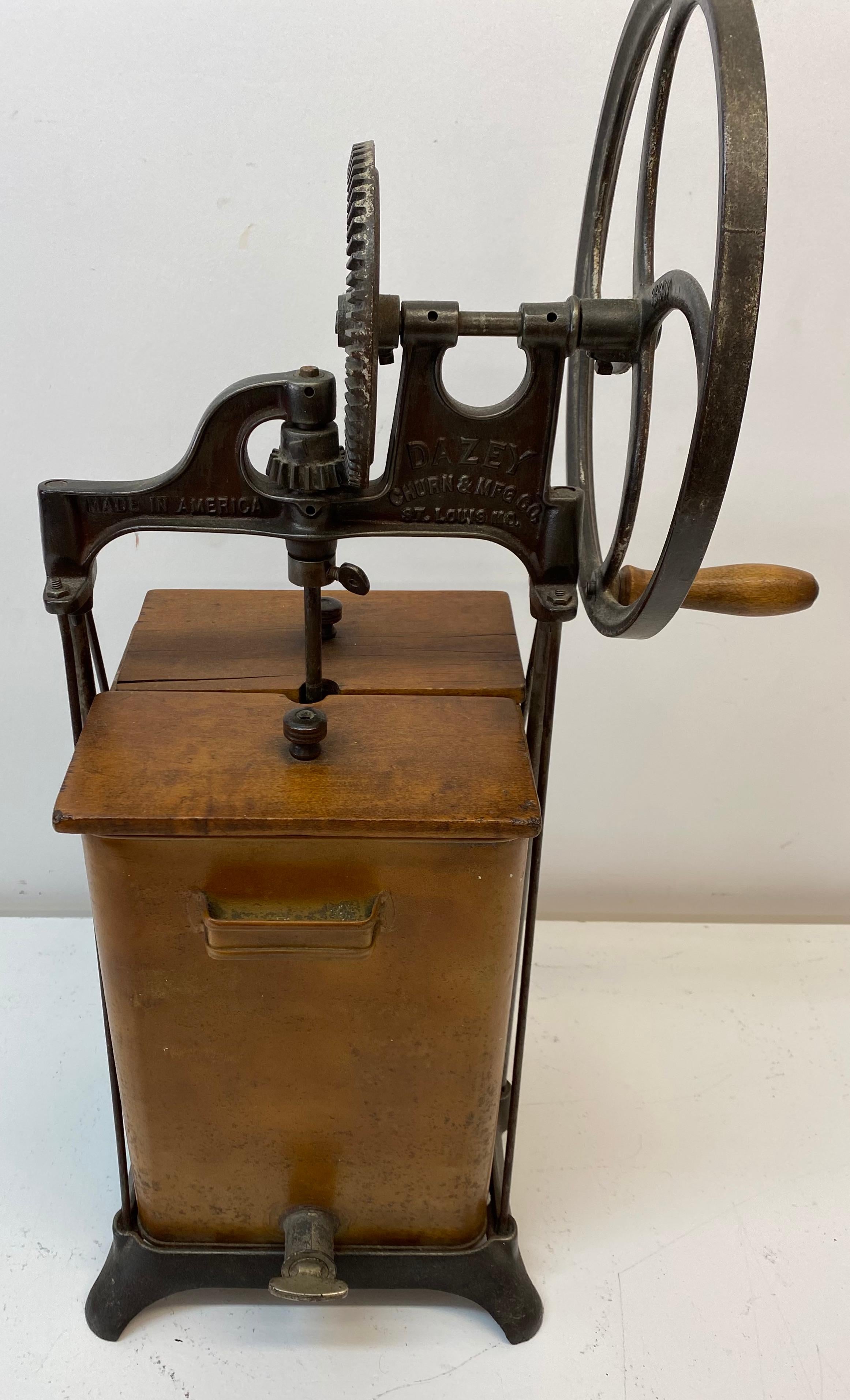Industrial 19th Century Maple & Cast Iron Dazey Butter Churner