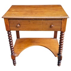 Antique 19th Century Maple Single Drawer Bobbin Legs Work Table