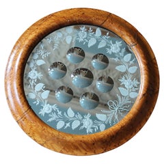 19th Century Maple Veneered Sorceress Witches Convex Mirror Distortion Mirror