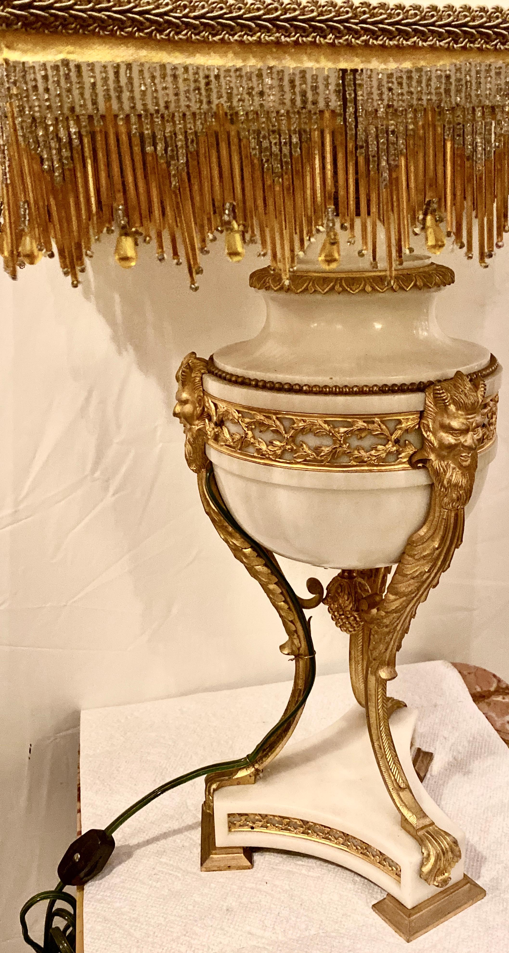 19th Century Marble and Bronze Table Lamp with Custom Shade, French For Sale 14