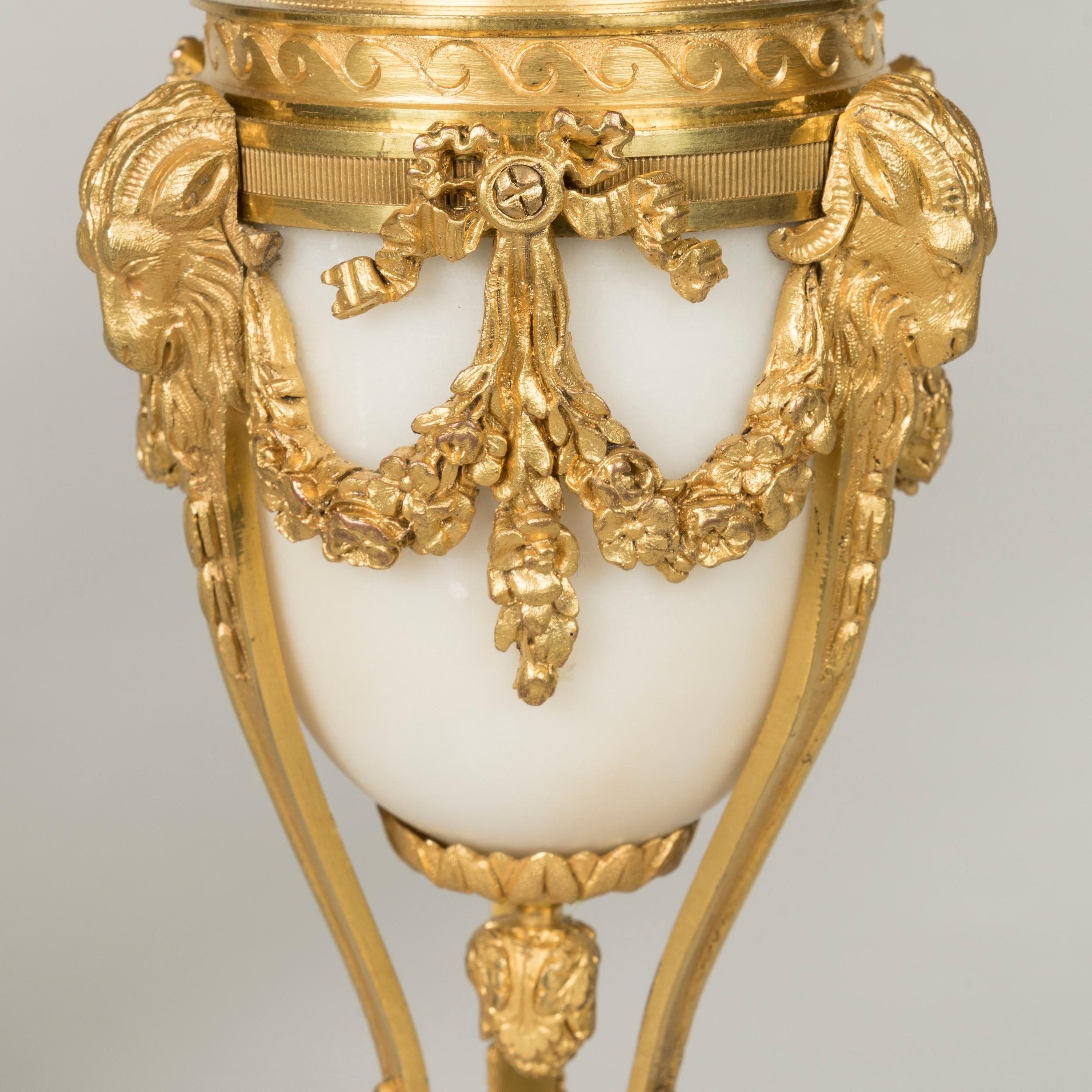 French 19th Century Marble and Ormolu Lyre Clock in the Louis XVI Style For Sale