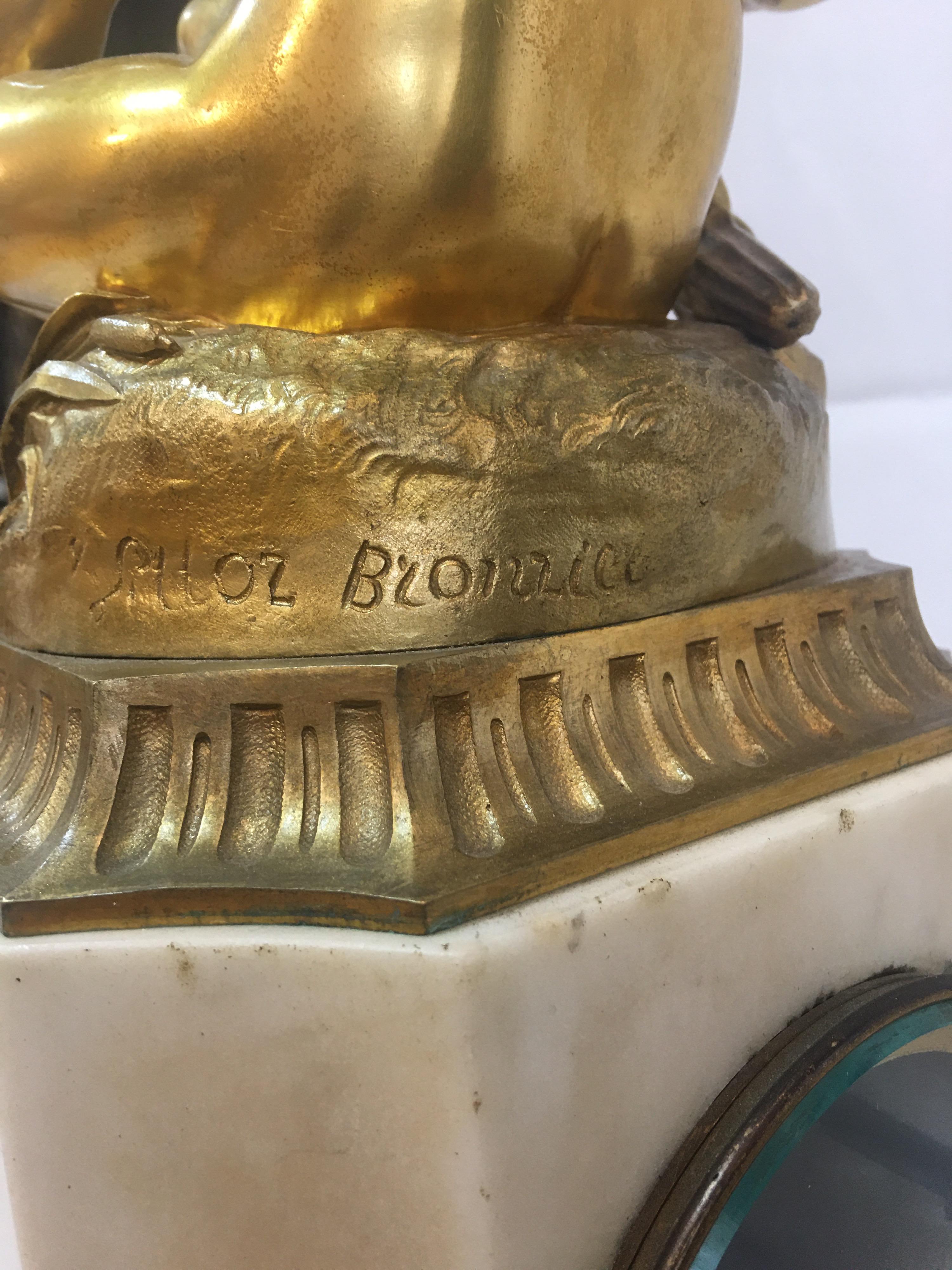 19th Century Marble Based Mantle Clock with Cherubs For Sale 1