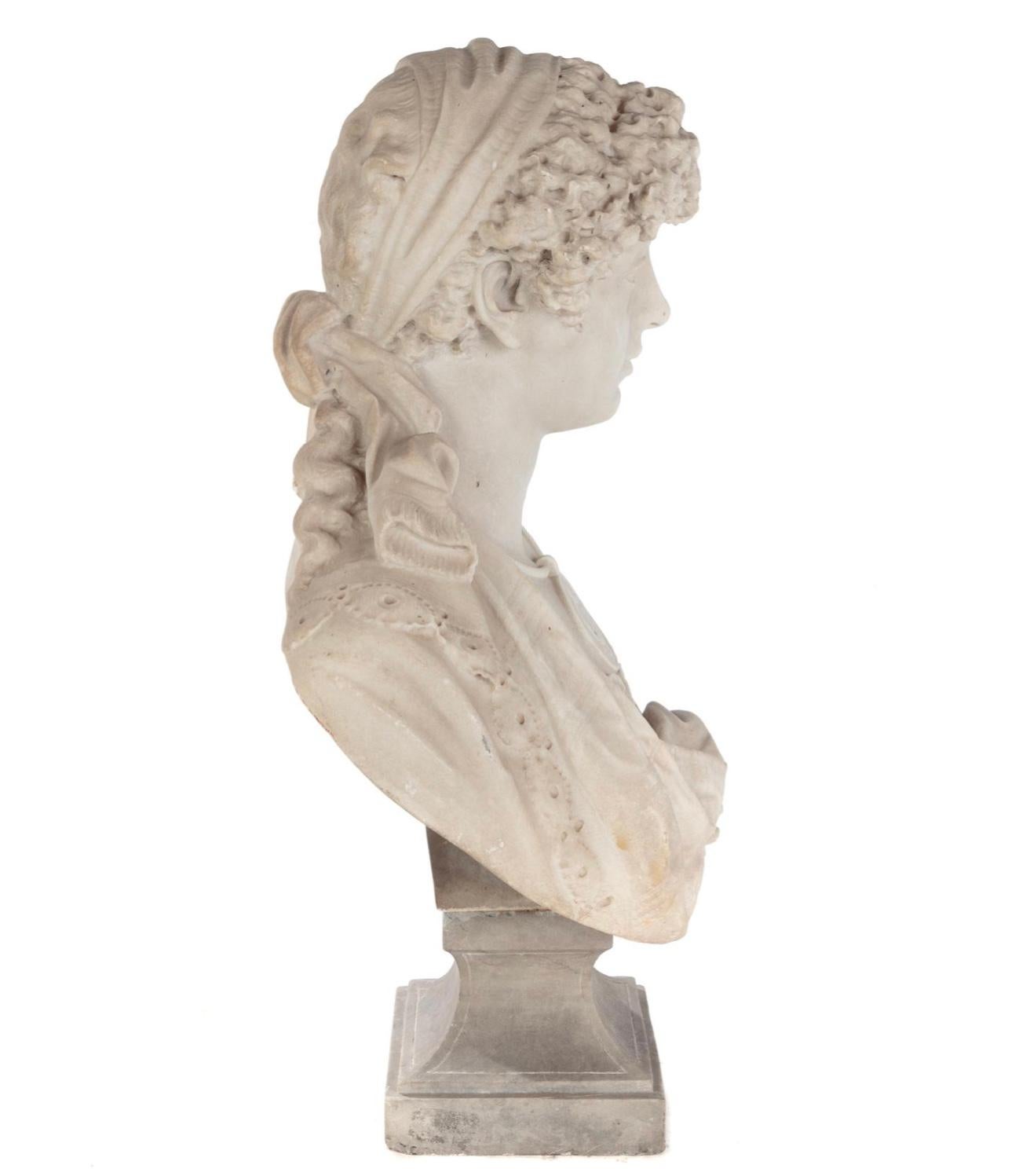 Italian 19th Century Marble Bust Allegory of Painting