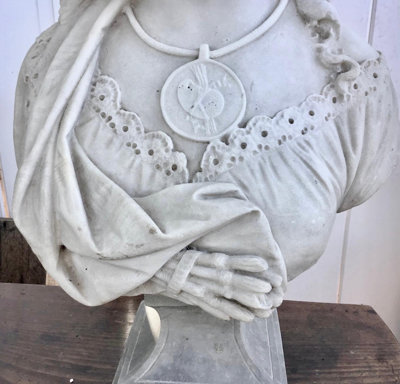 Carrara Marble 19th Century Marble Bust Allegory of Painting