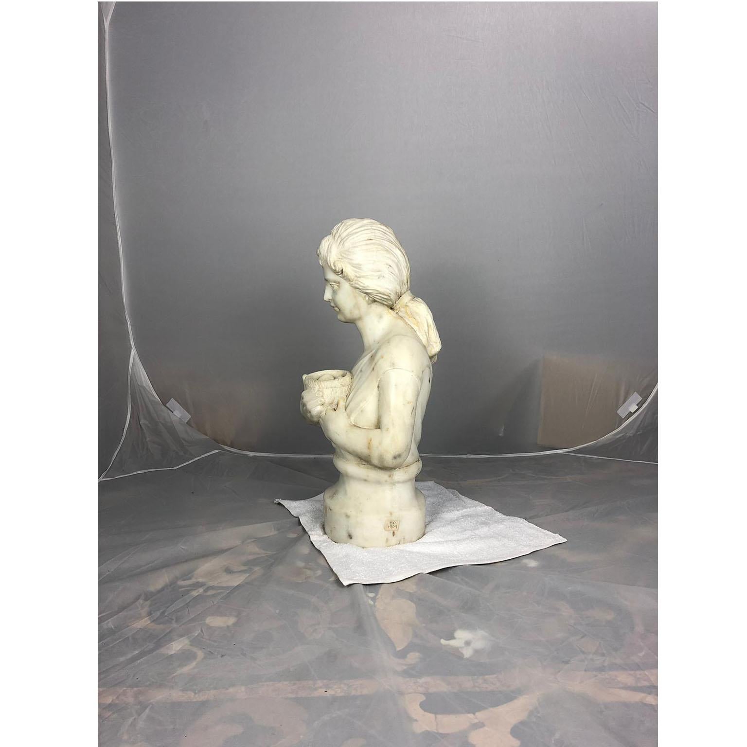 Italian 19th Century Marble Bust of a Child Holding a Birds Nest For Sale