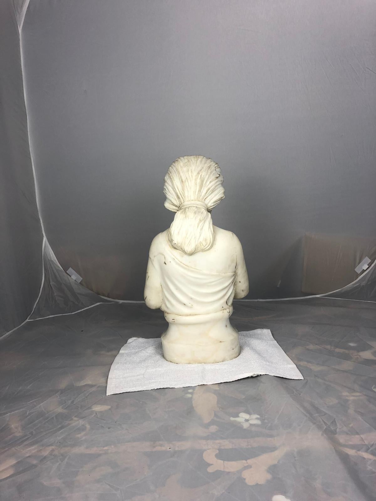 19th Century Marble Bust of a Child Holding a Birds Nest For Sale 1