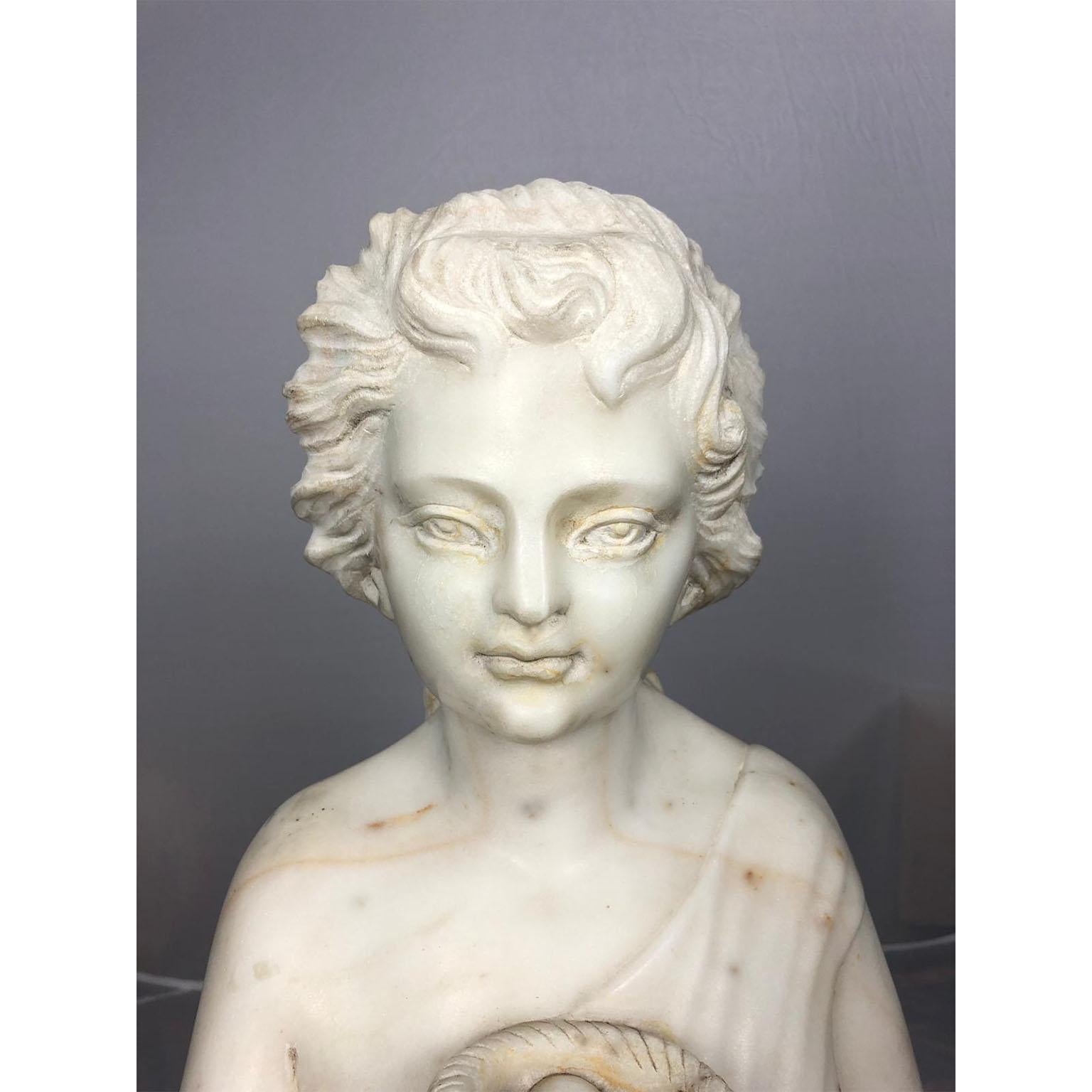 19th Century Marble Bust of a Child Holding a Birds Nest For Sale 4