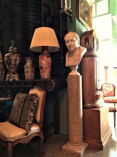 19th C. Marble Bust of Marcus Tullius Cicero on  a Carved Column Base Sculpture