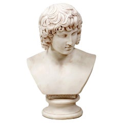 Busto de Antinoo en mármol, siglo XIX
