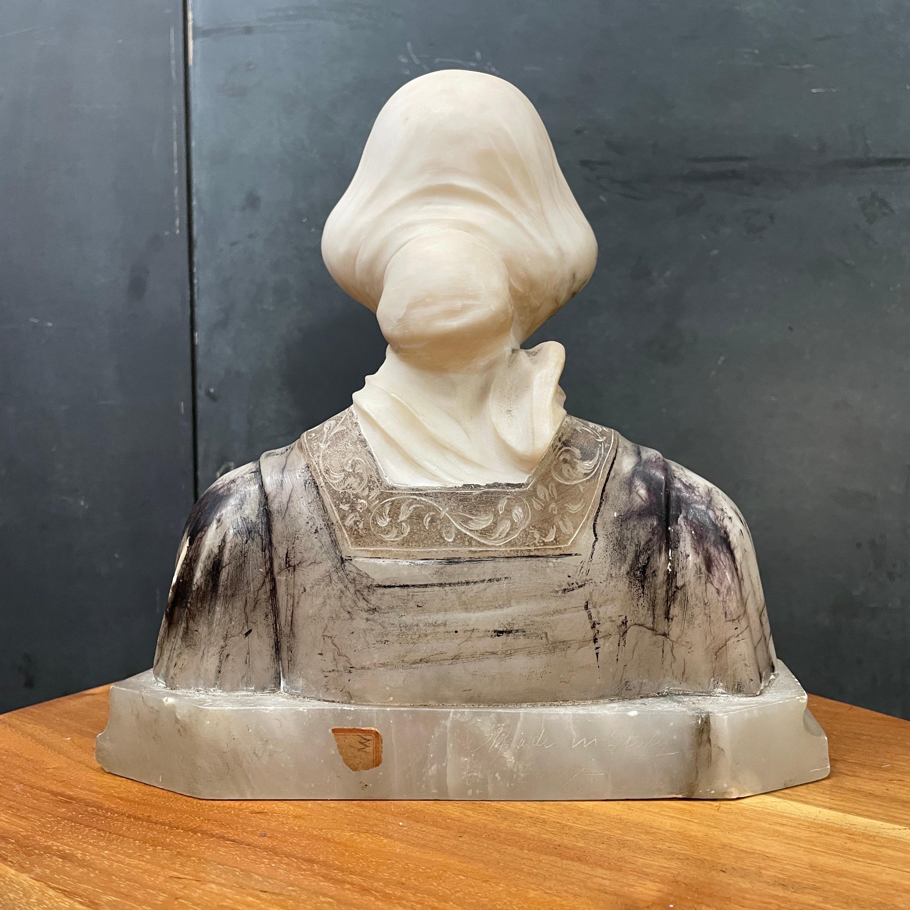 19th Century Marble Bust of Beatrice, Unsigned, in manner of Antonio Canova In Fair Condition For Sale In Hyattsville, MD