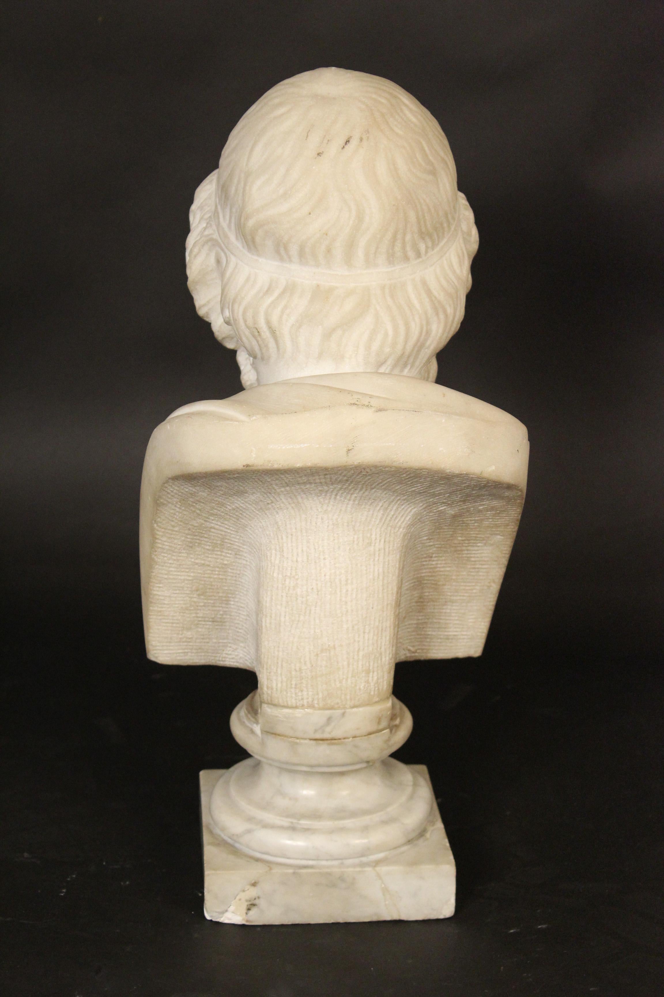 Classical Greek 19th Century Marble Bust of Homer