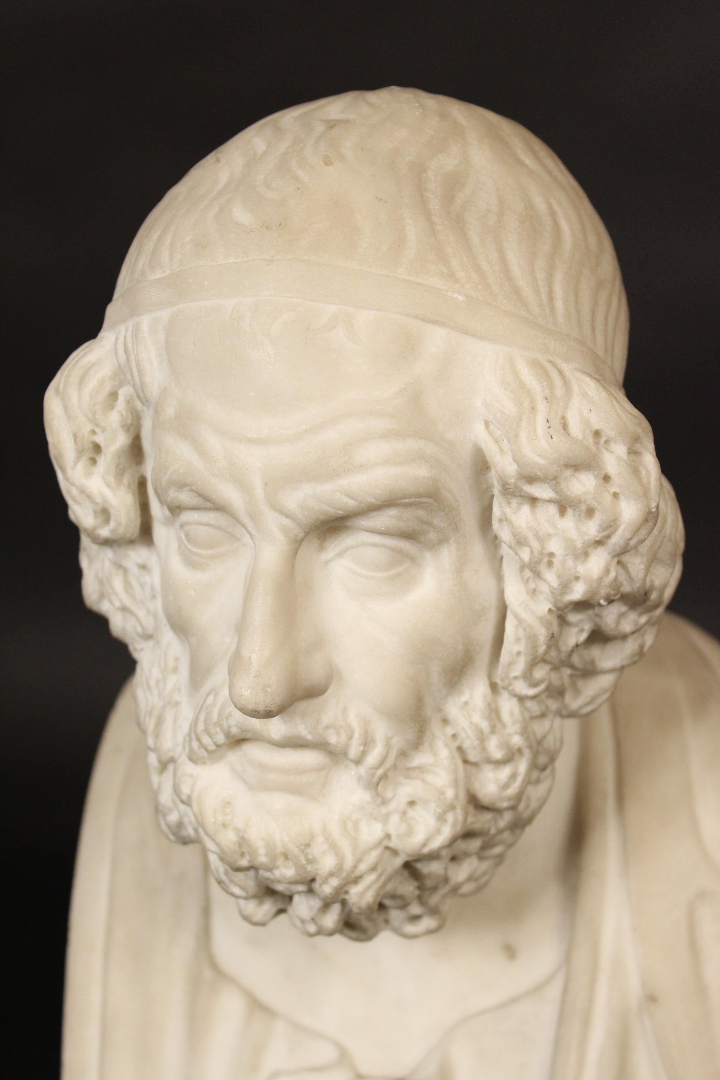 European 19th Century Marble Bust of Homer