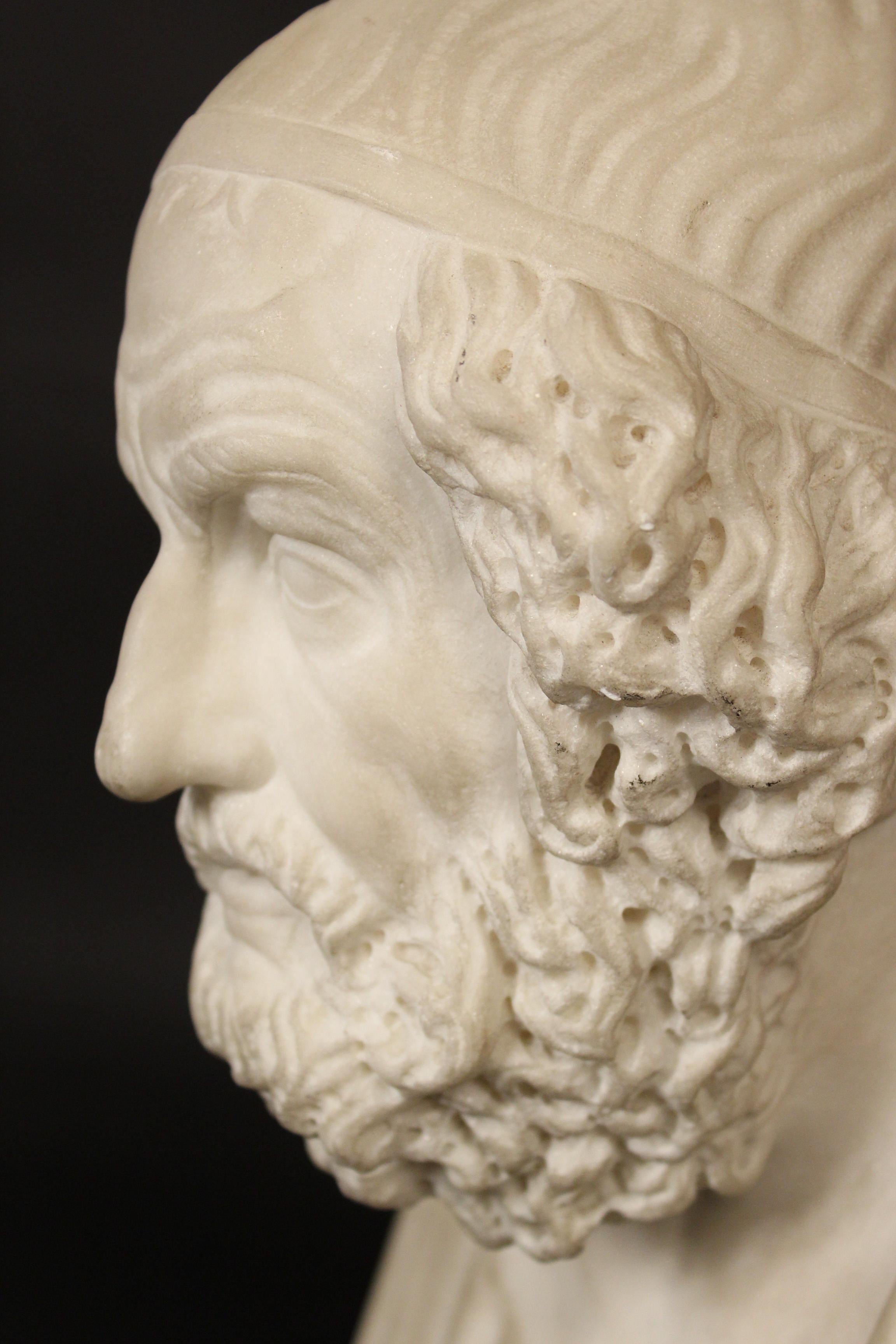 19th Century Marble Bust of Homer 2