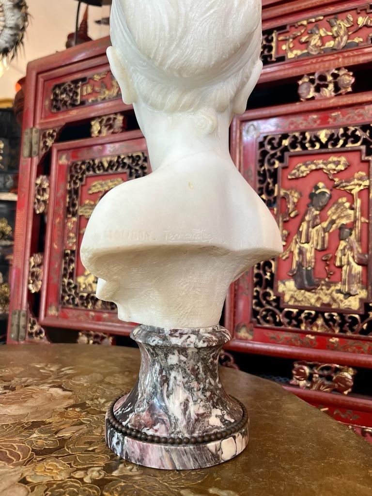Louis XVI 19th Century Marble Bust of Louise Brongniart on Violet Breccia Marble Pedestal For Sale