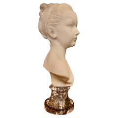 Antique 19th Century Marble Bust of Louise Brongniart on Violet Breccia Marble Pedestal