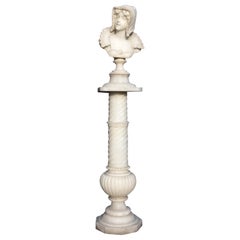 19th Century Marble Bust with Pedestal