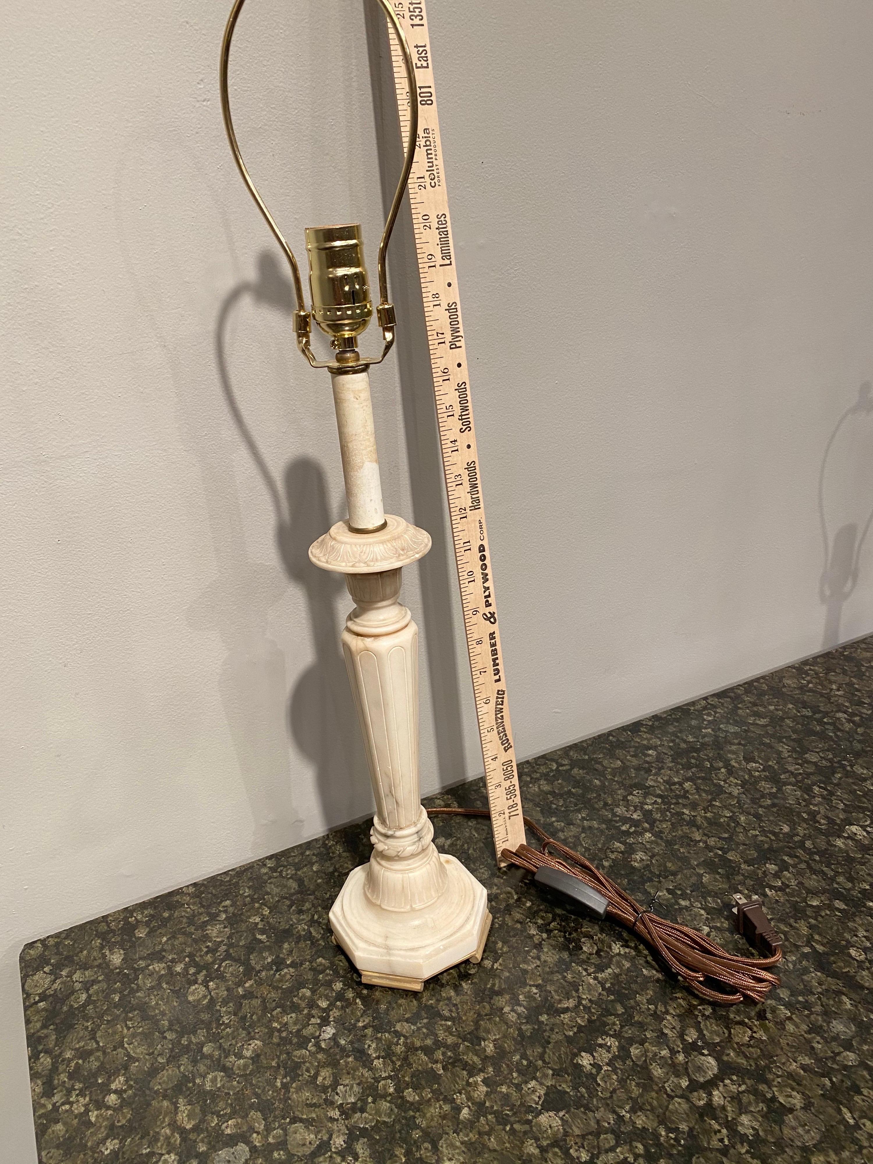 French 19th Century Marble Candlestick as Lamp with Bronze Base For Sale
