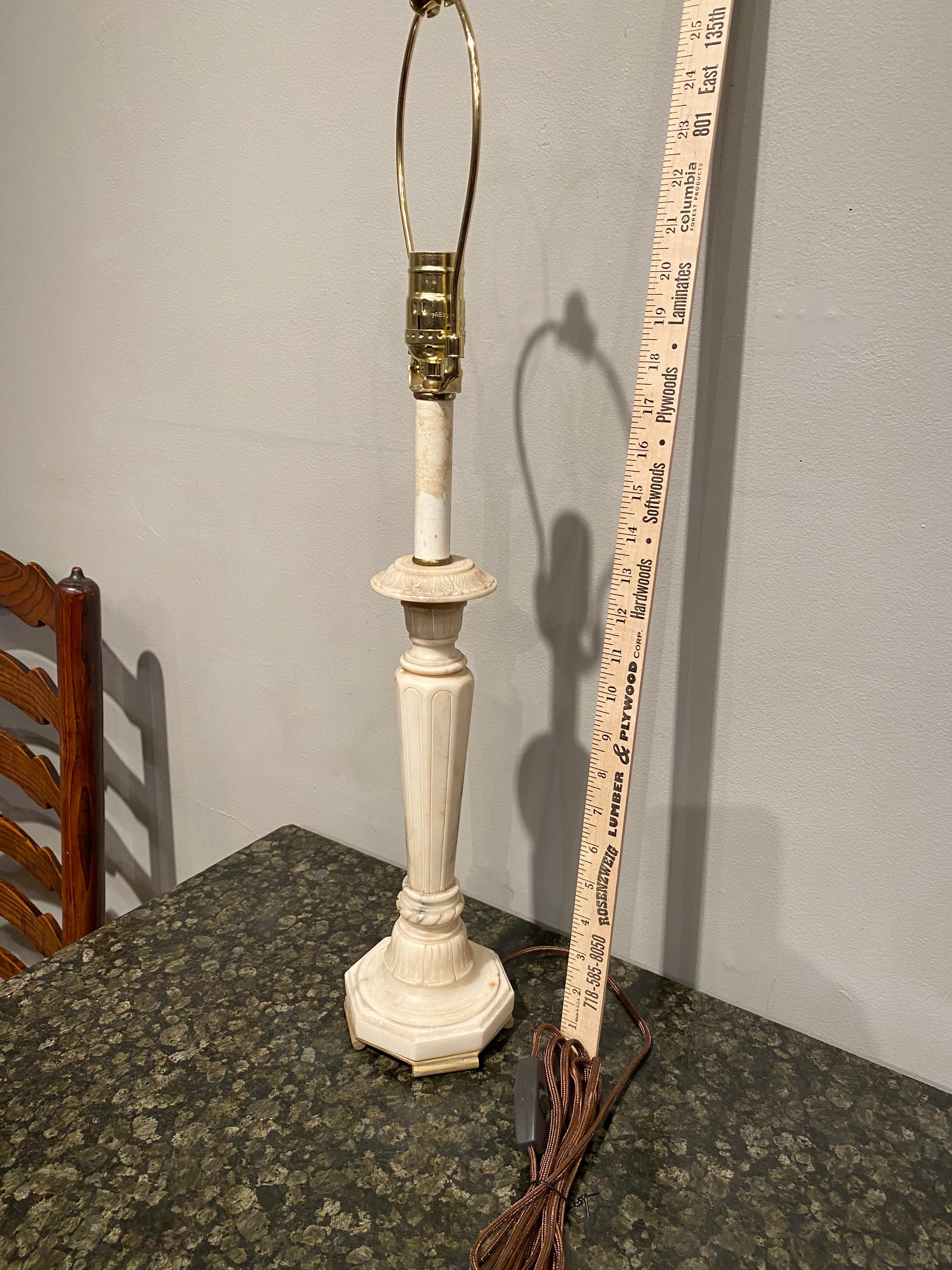 19th Century Marble Candlestick as Lamp with Bronze Base In Good Condition For Sale In New York, NY
