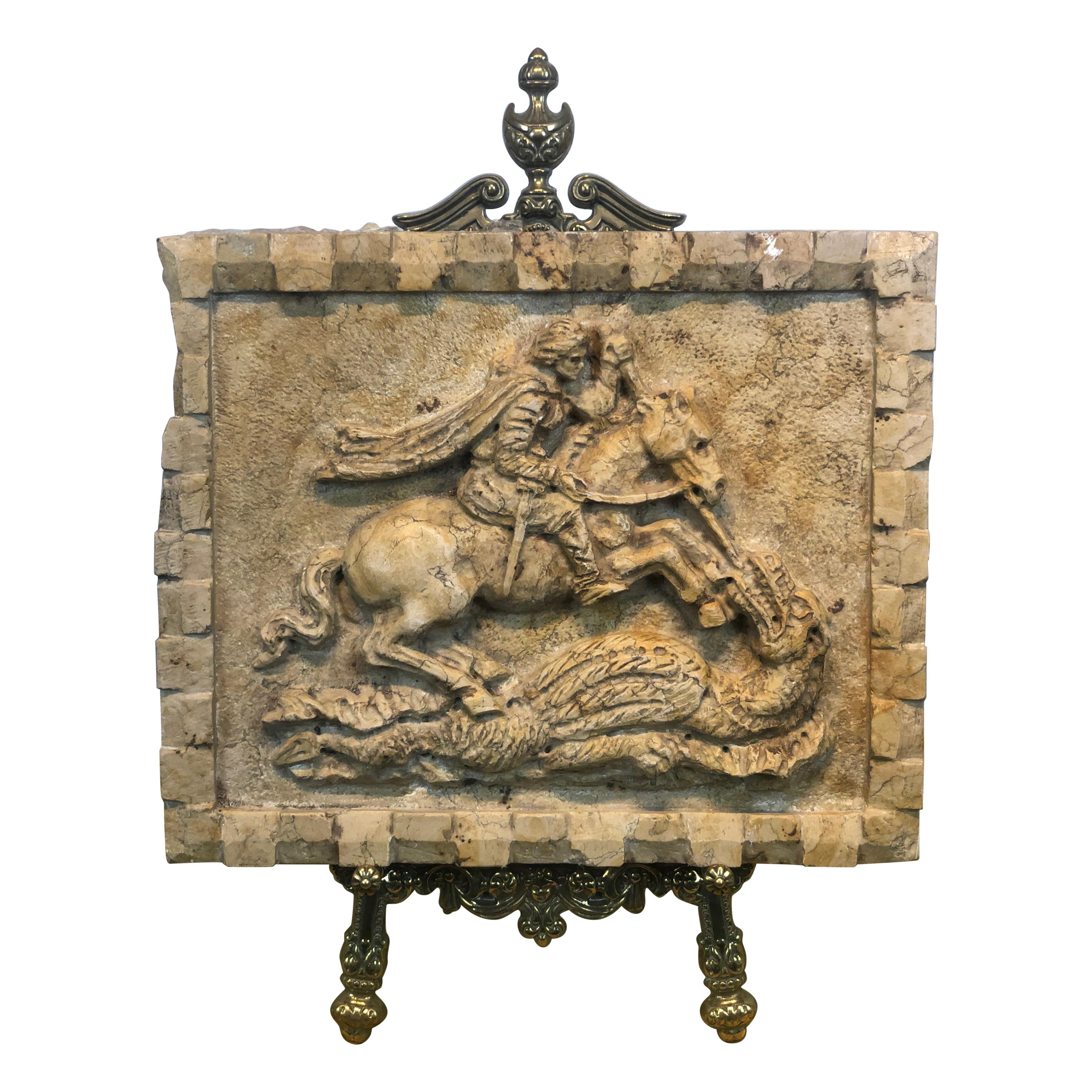 19th Century Marble Coat of Arms of St. George For Sale